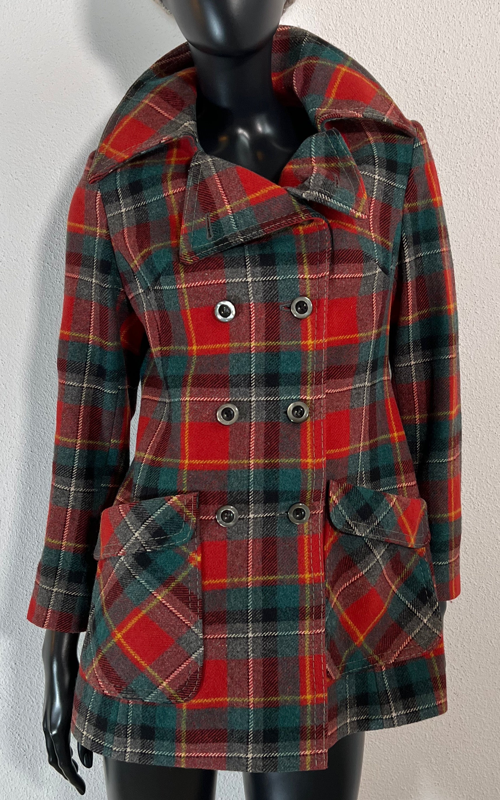 Vintage 70s Tartan Wool Coat