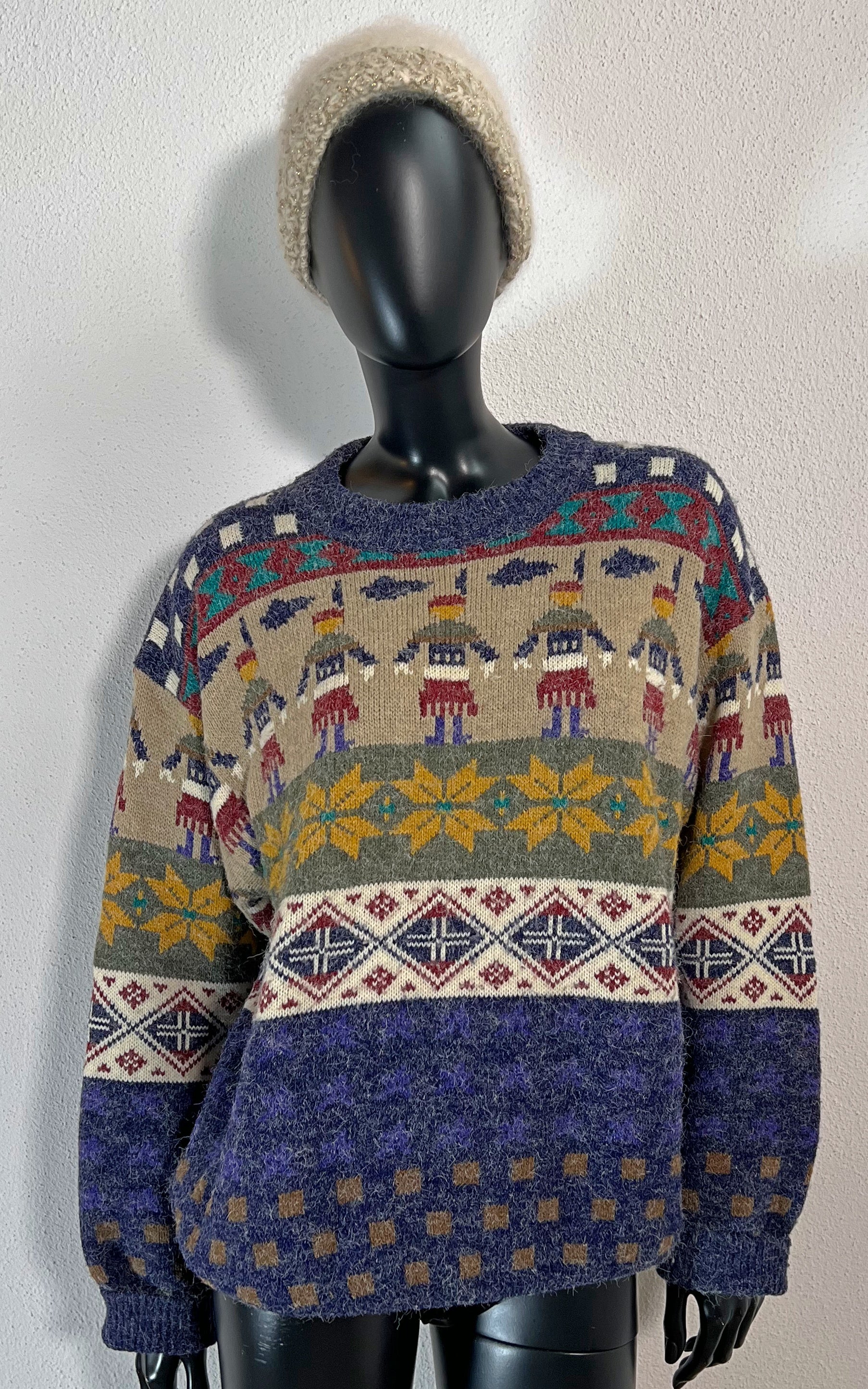 Vintage Fair Isle and Native American Wool Sweater
