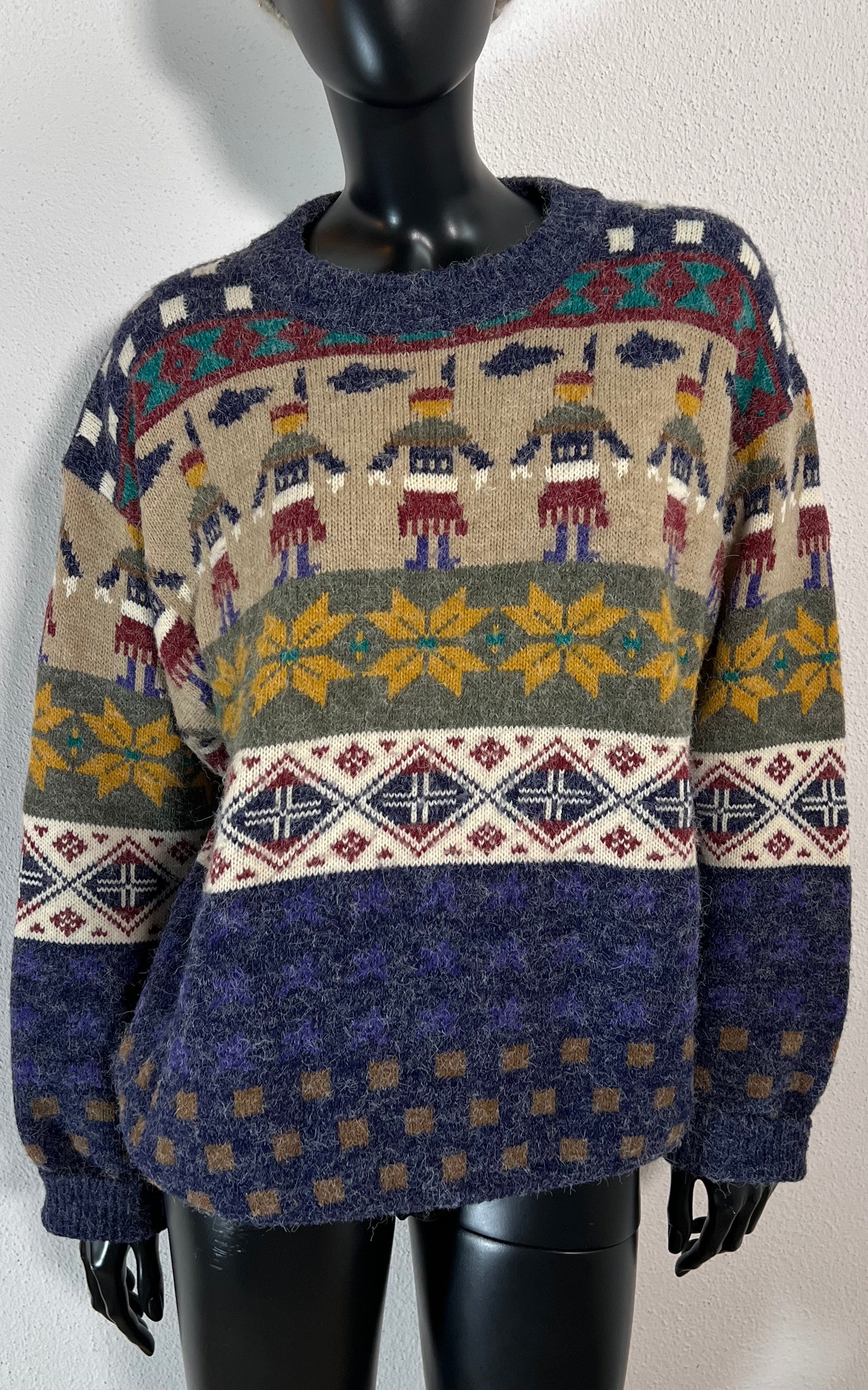 Vintage Fair Isle and Native American Wool Sweater