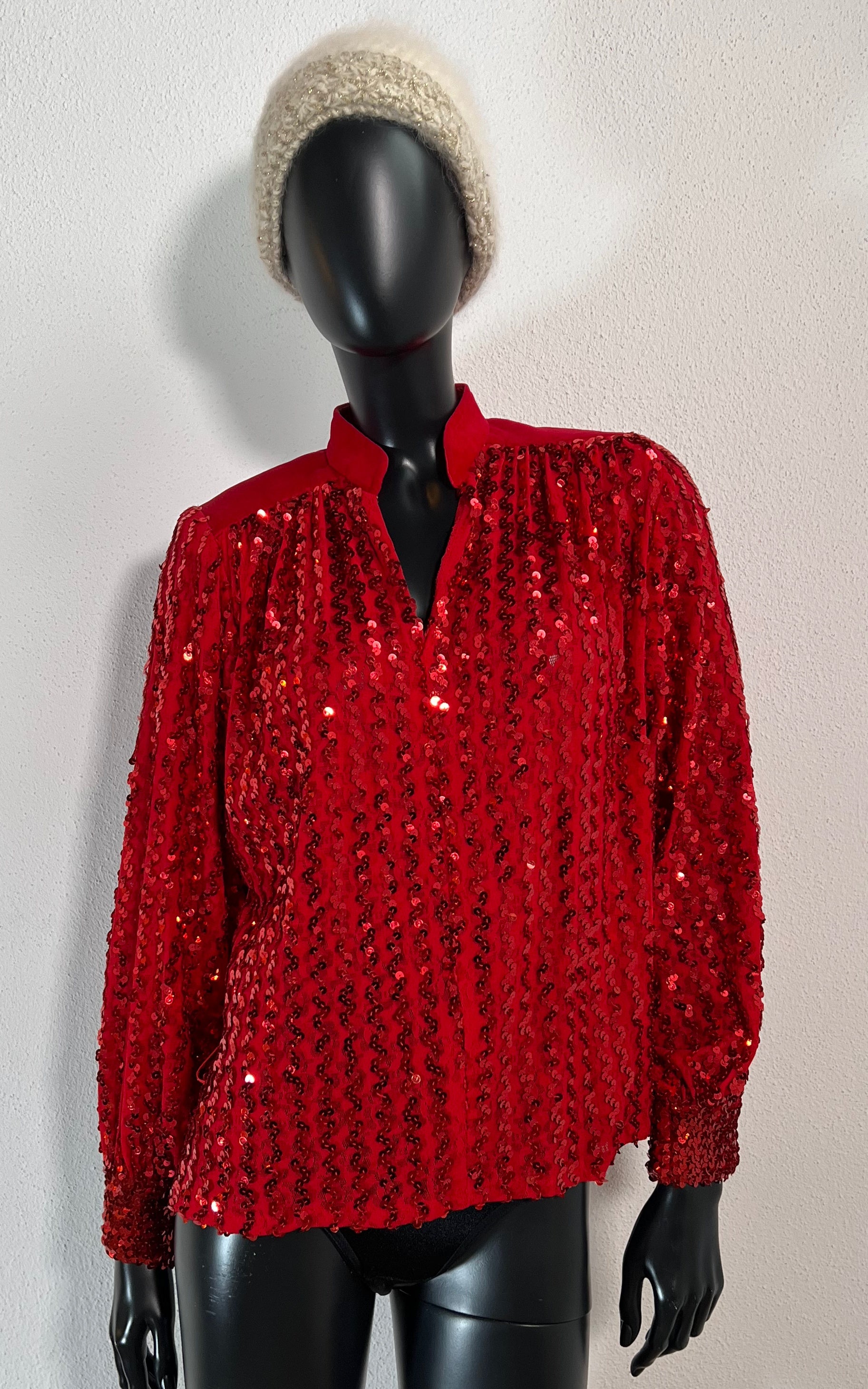 Vintage Ann Green Sequins and Velvet Shirt