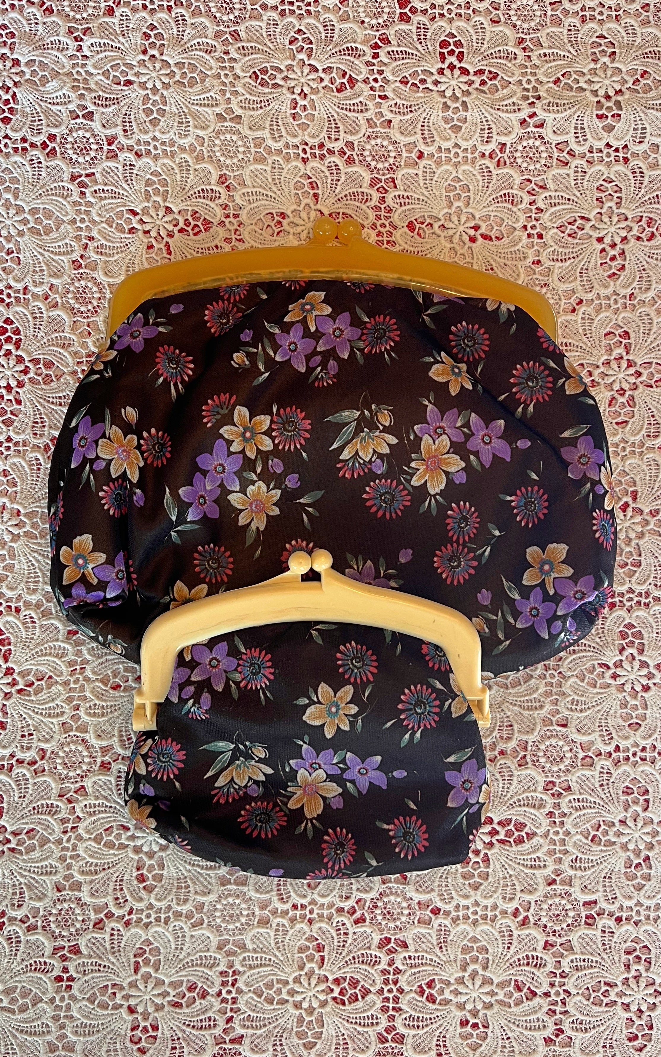 Vintage 70s 2 Piece Cosmetic Bags