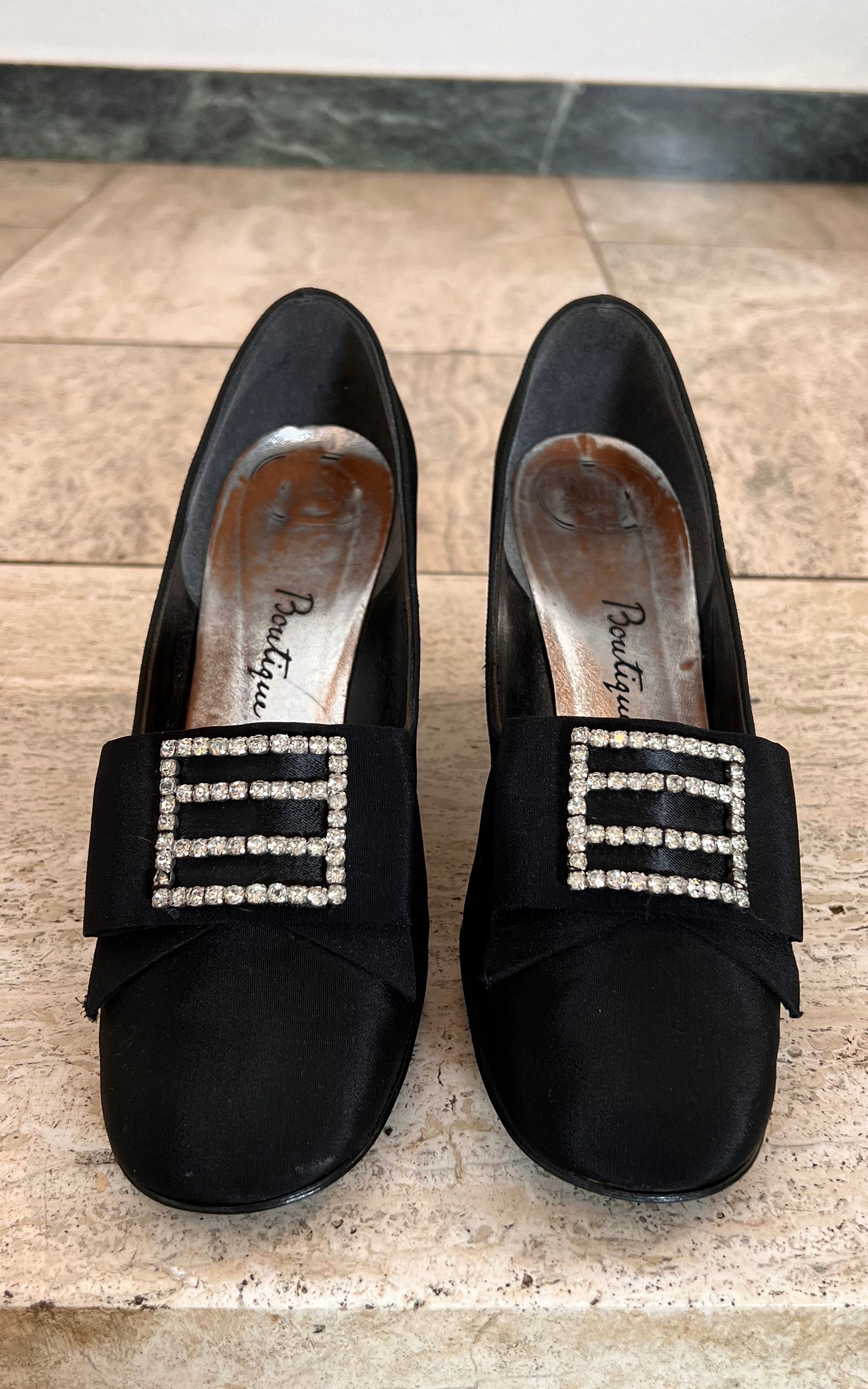 Vintage 60s Bally England Satin Mules 37