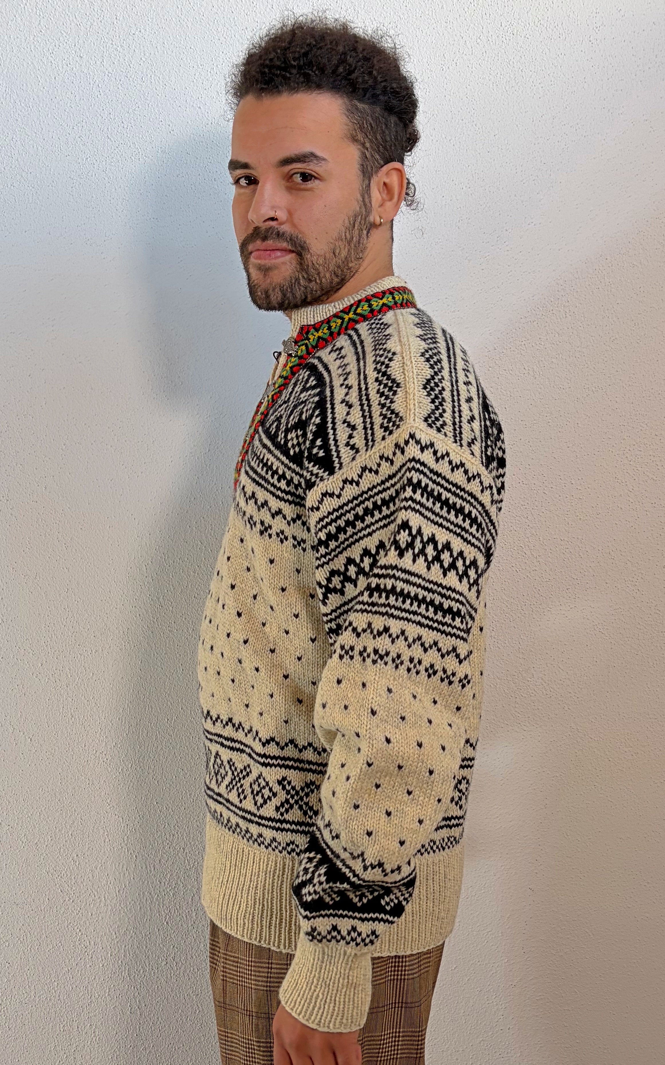 Vintage MENS Fair Isle Wool Jumper Norwegian