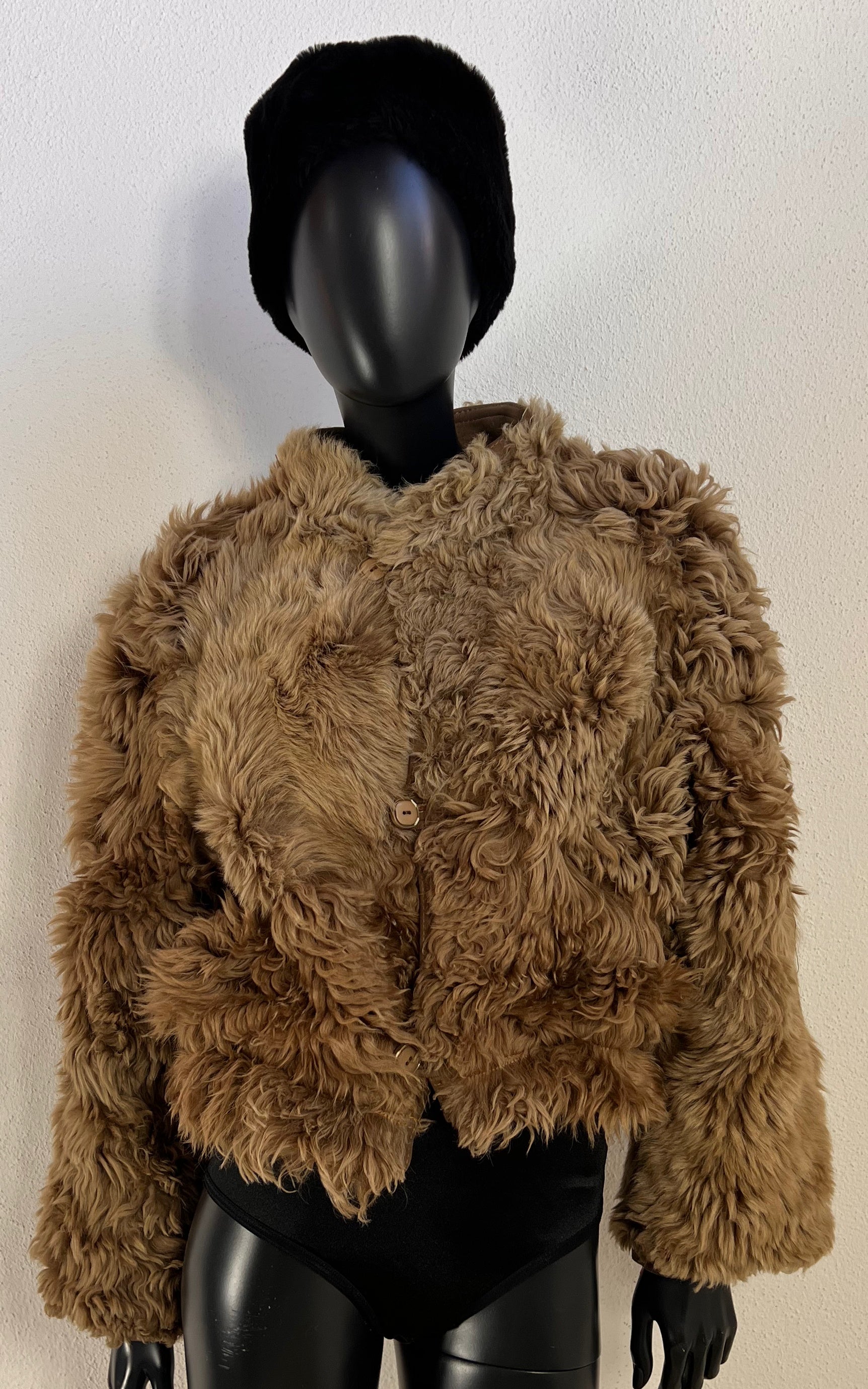 Vintage Cropped Curly Shearling Jacket