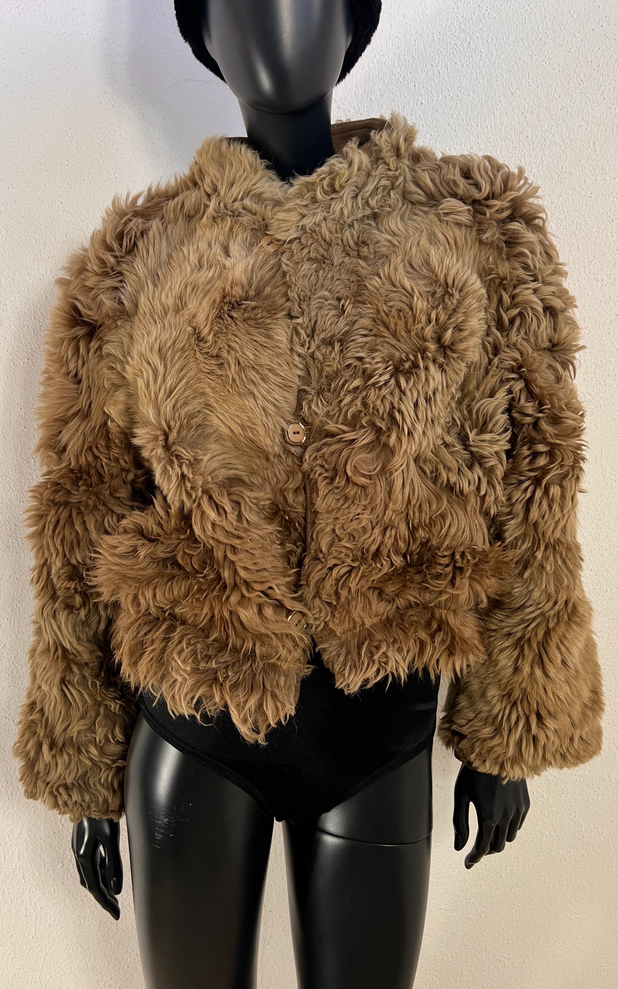 Vintage Cropped Curly Shearling Jacket