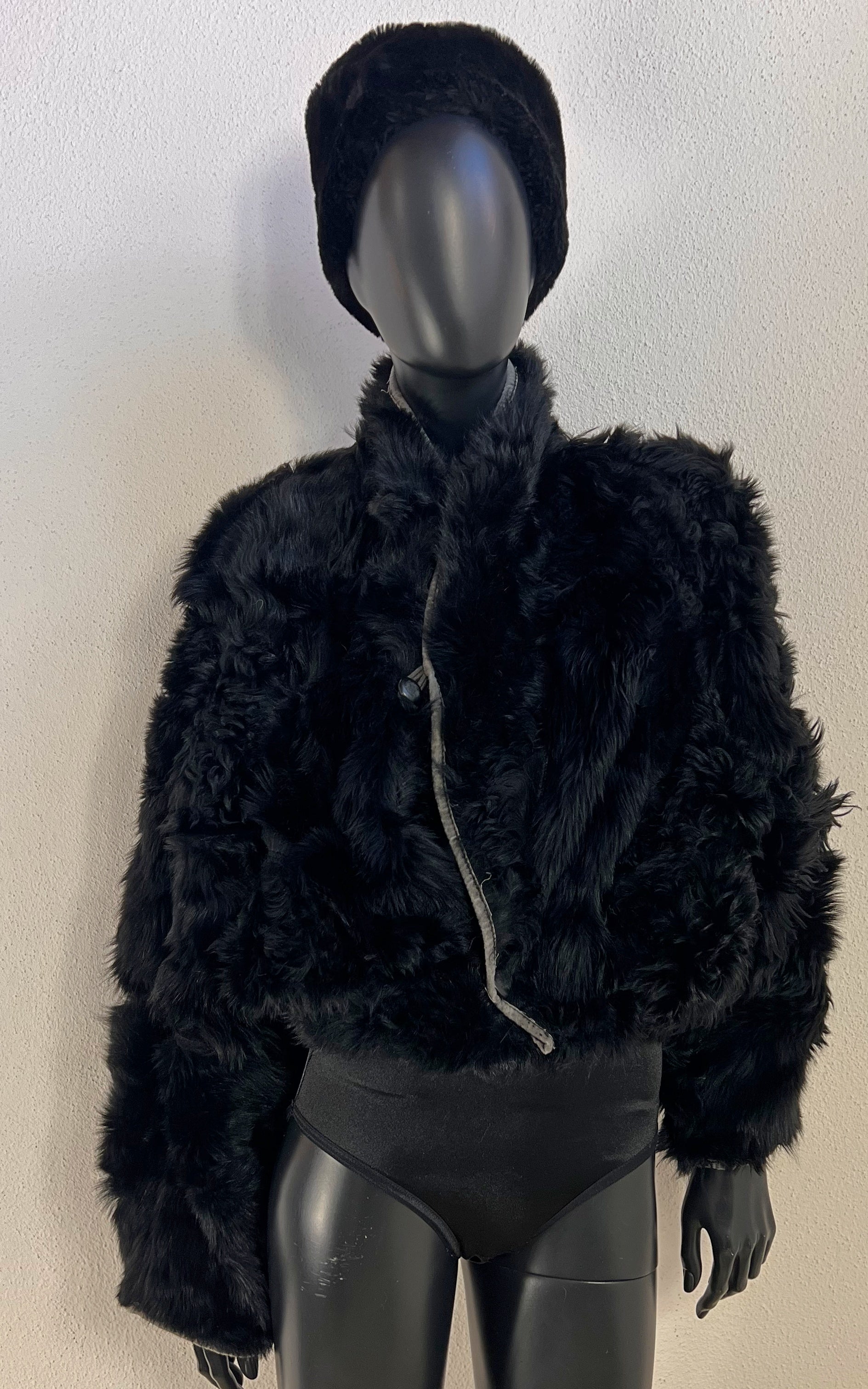 Vintage Cropped Curly Shearling Jacket