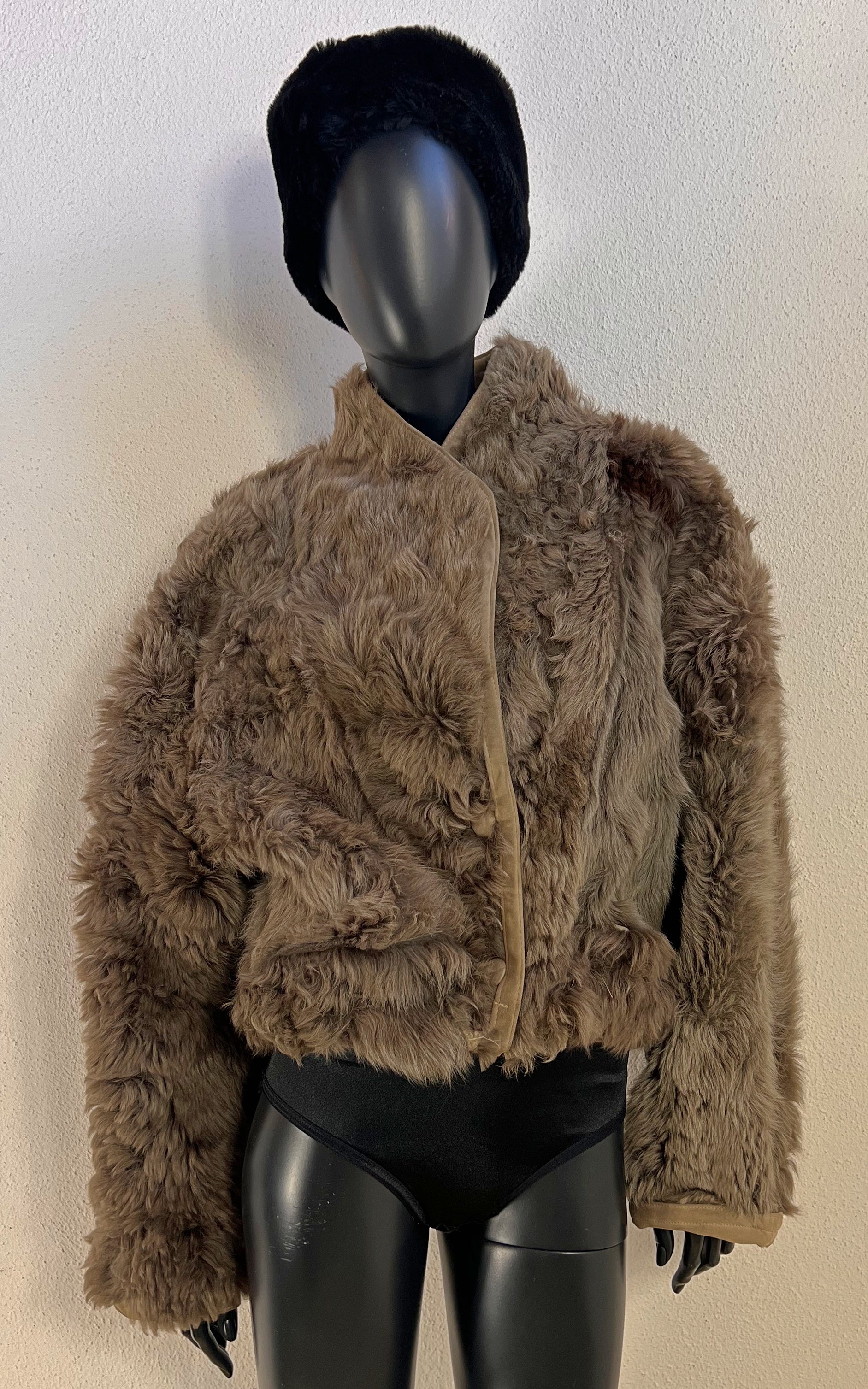 Vintage Cropped Curly Shearling Jacket