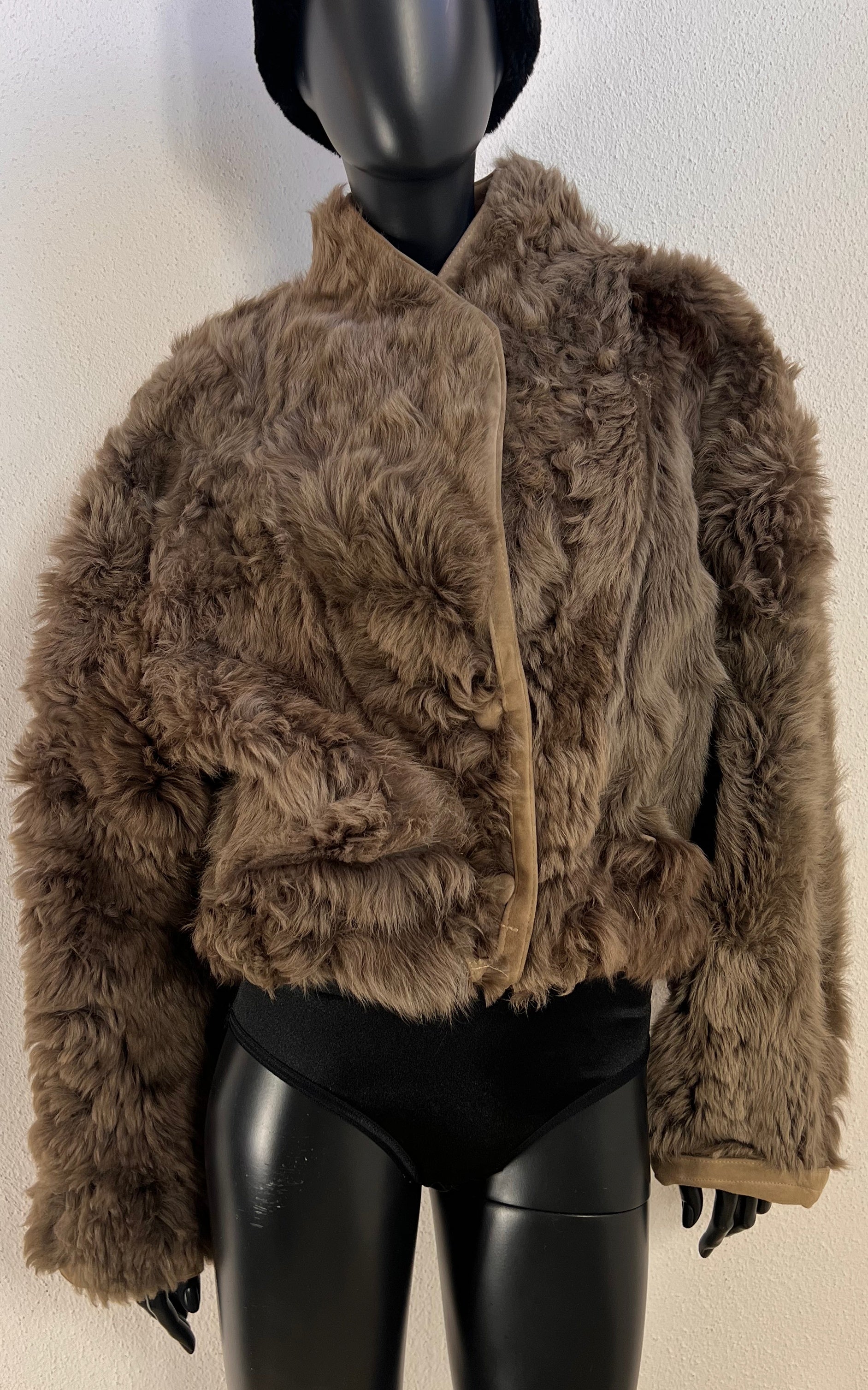 Vintage Cropped Curly Shearling Jacket