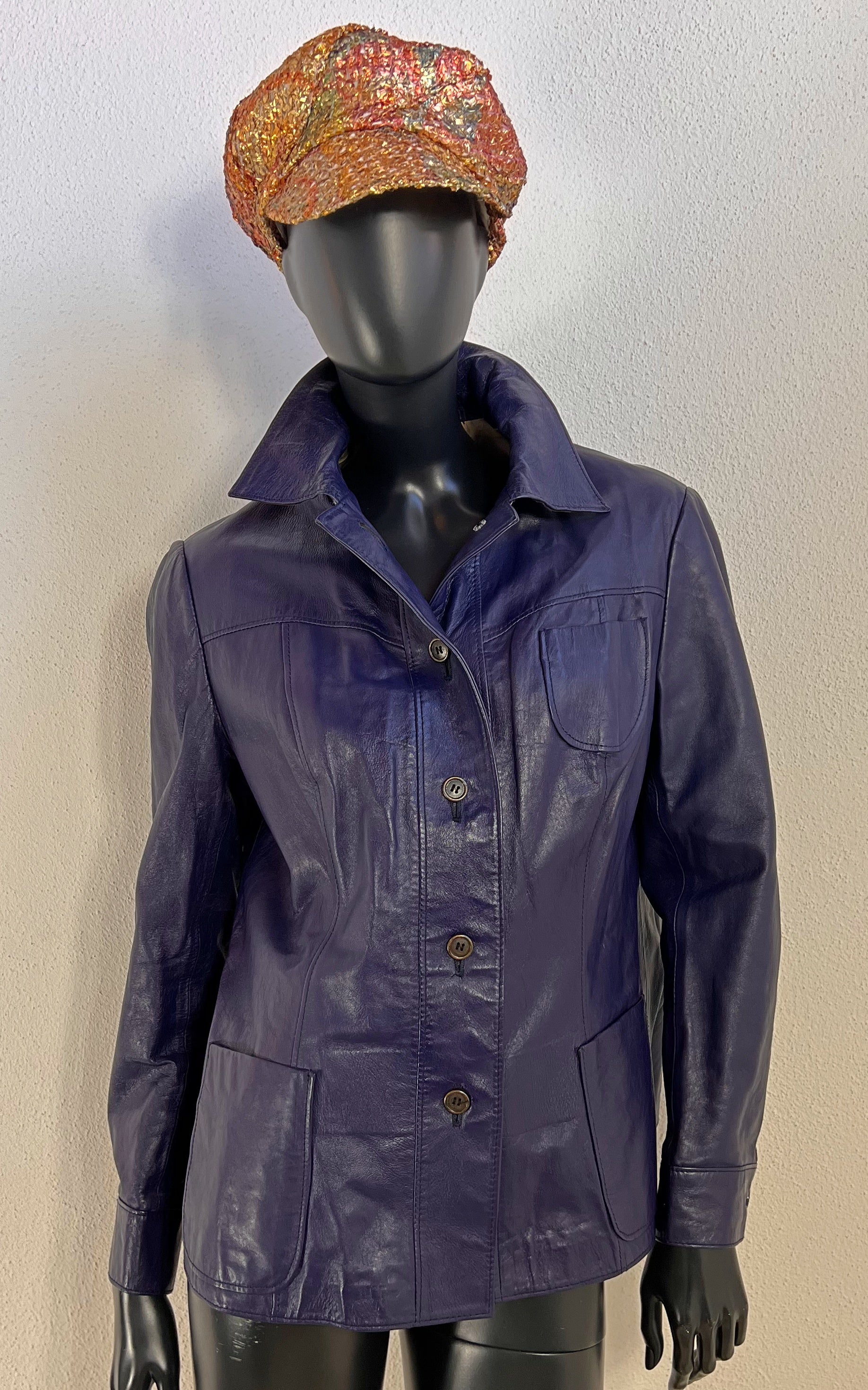 Vintage 70s Purple Leather Jacket