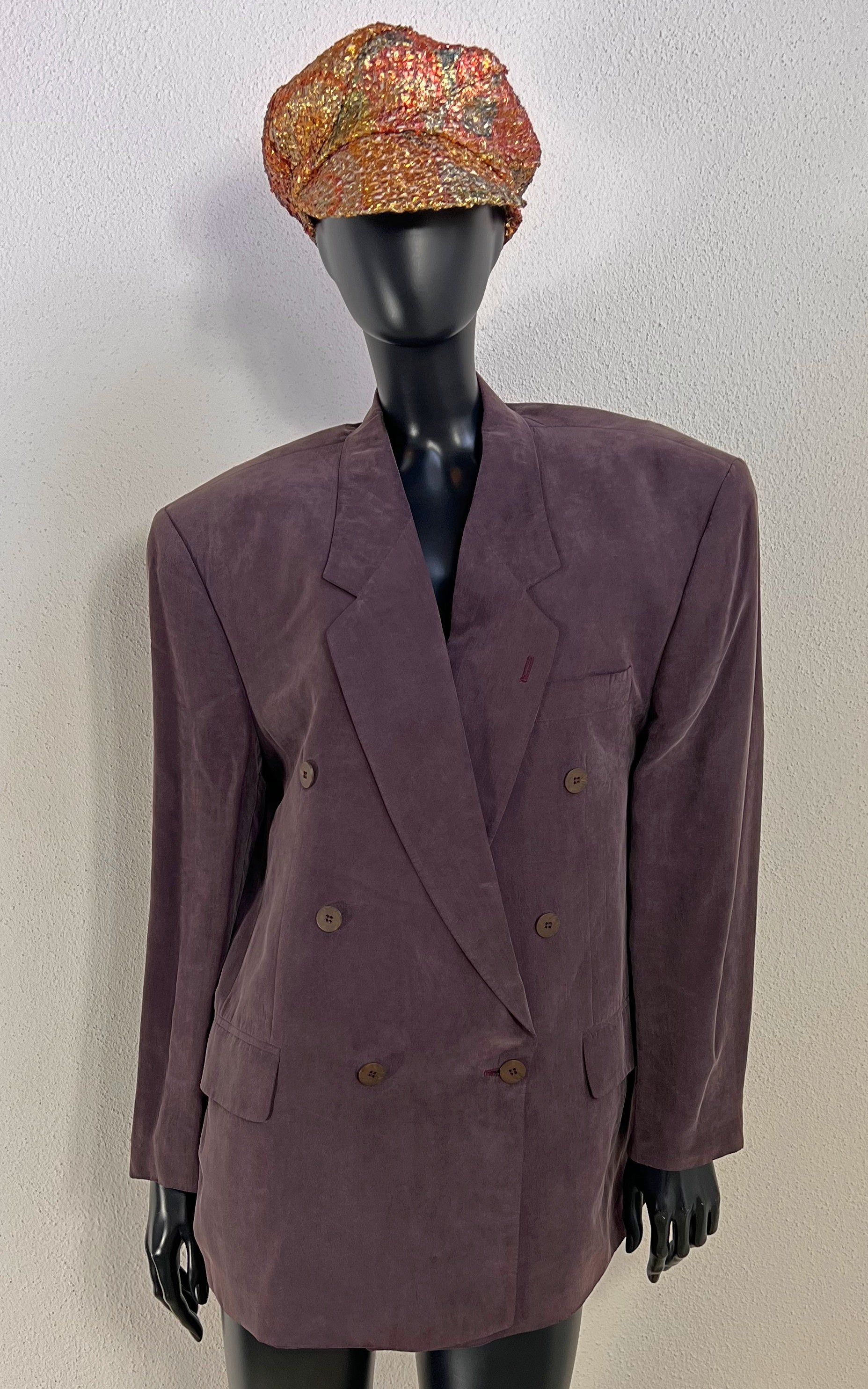 Vintage Oversized Silk Double-Breasted Blazer