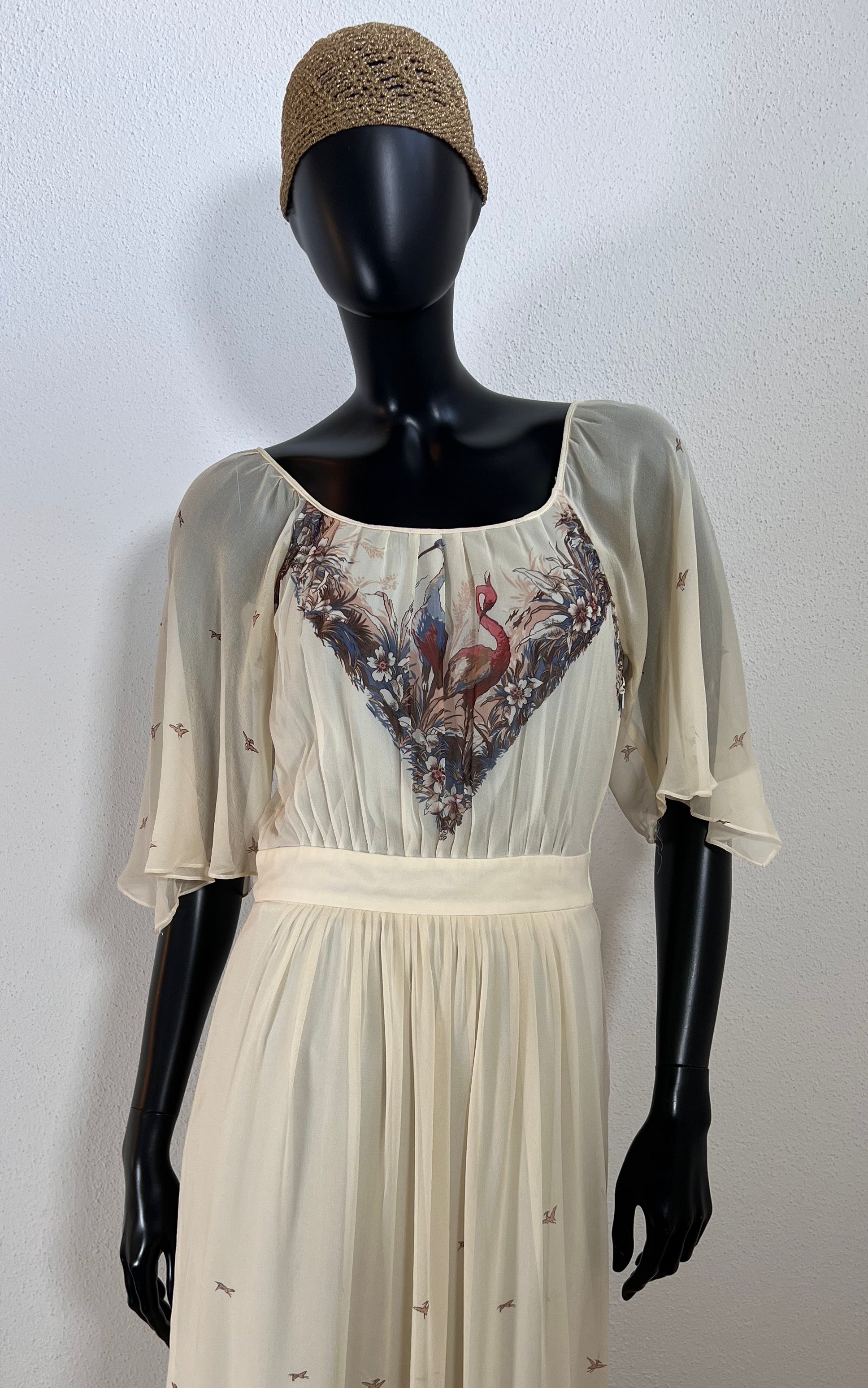 Vintage 70s Romantic Silk Dress