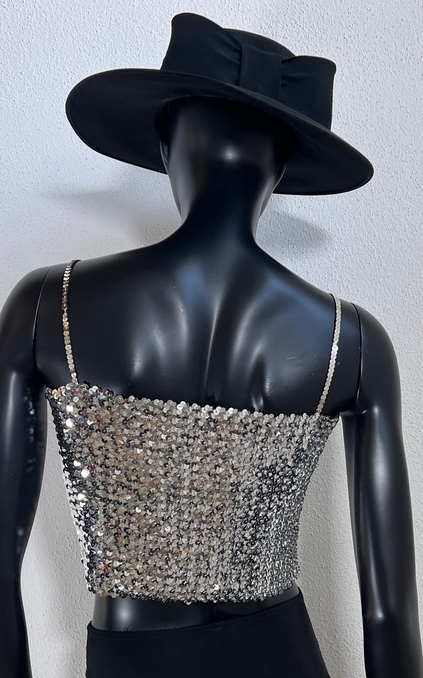 Vintage Murek Silver Sequins Crop Top