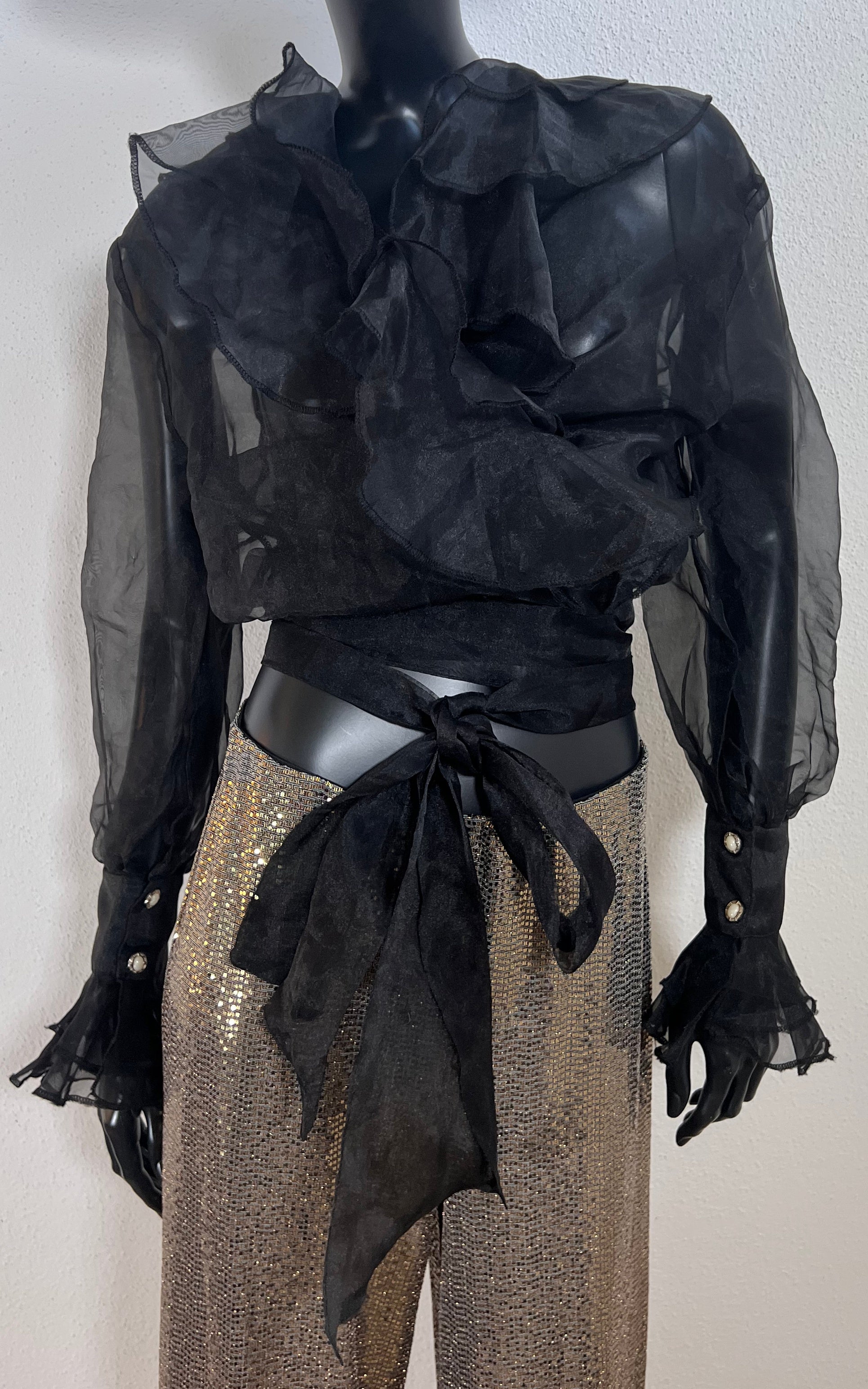 Vintage Sheer Voile Wrap Top