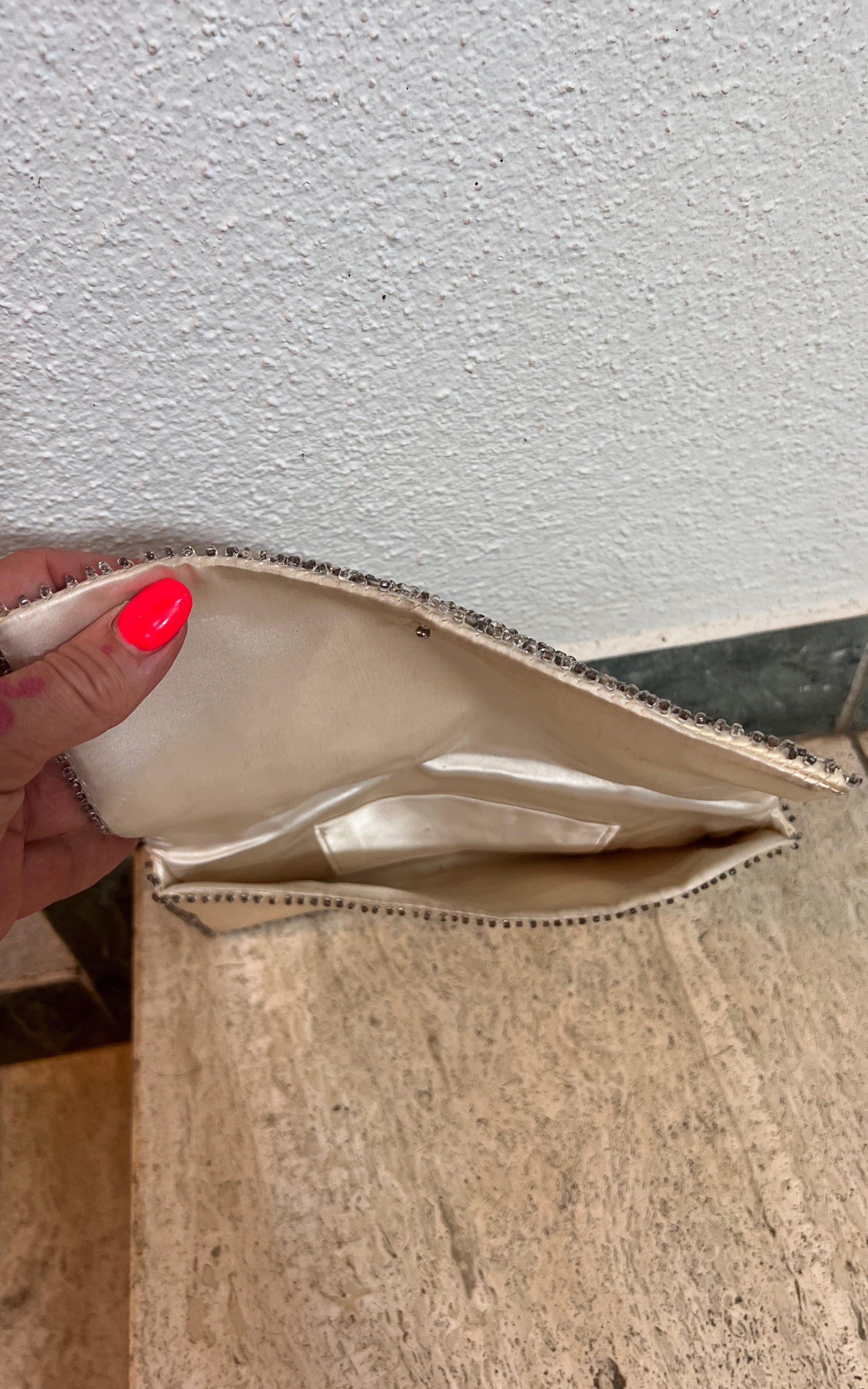 Vintage Silk Satin Breaded Clutch