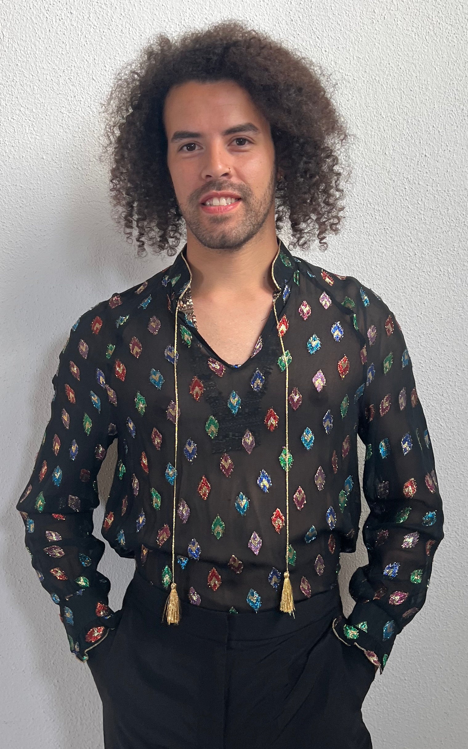 Vintage MENS Sheer Glitter Shirt