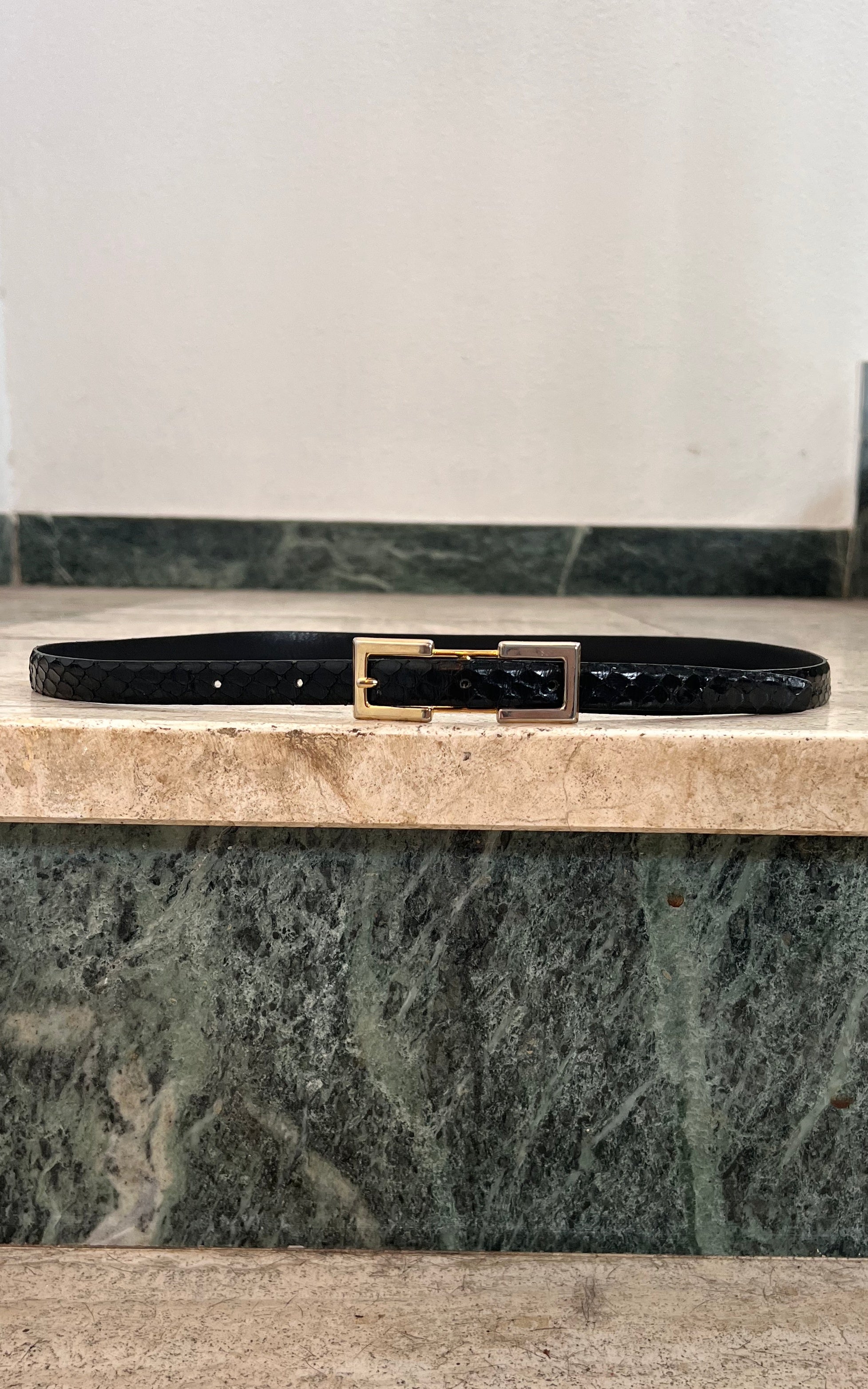 Vintage Snakeskin Skinny Belt