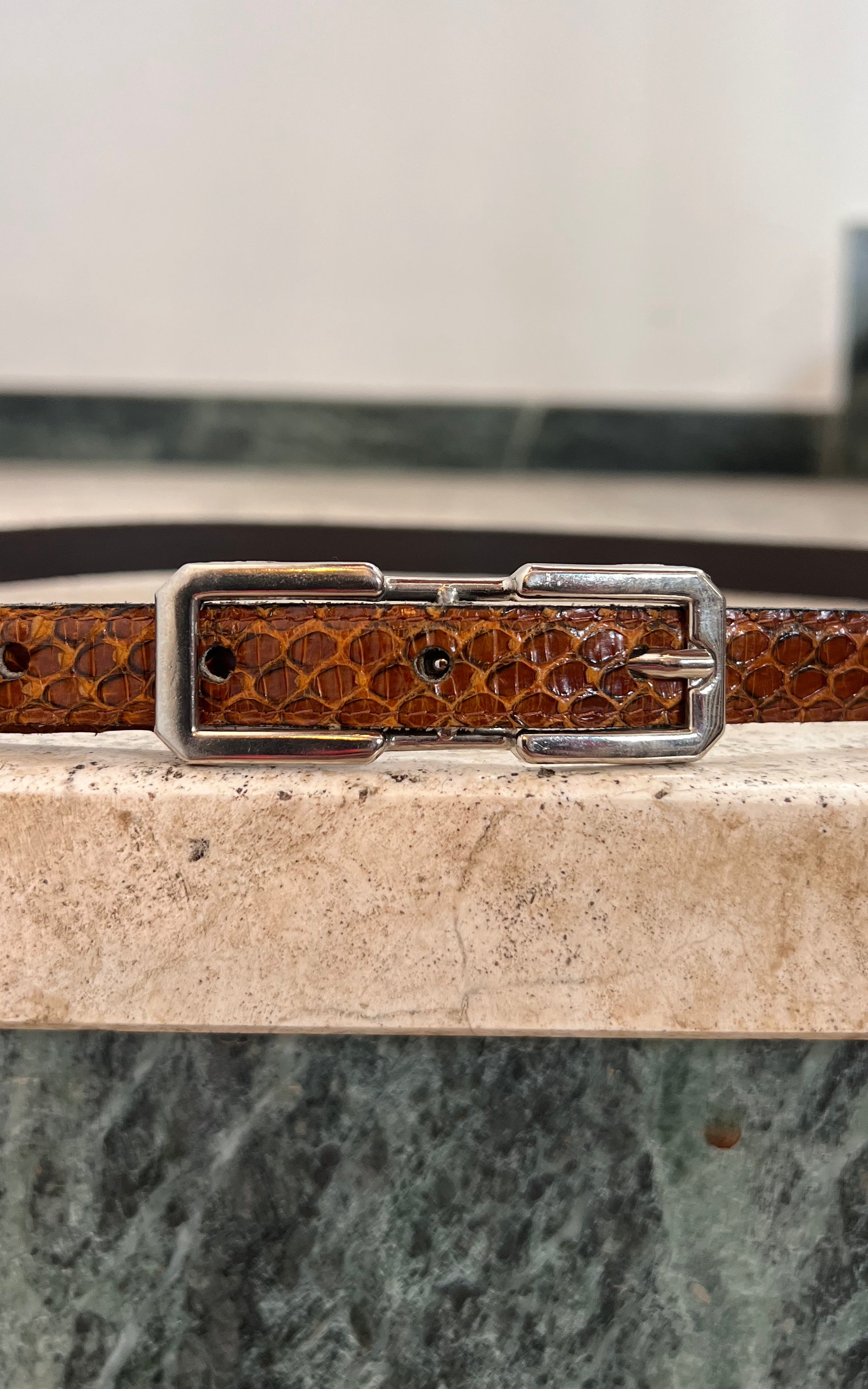 Vintage Snakeskin Skinny Belt