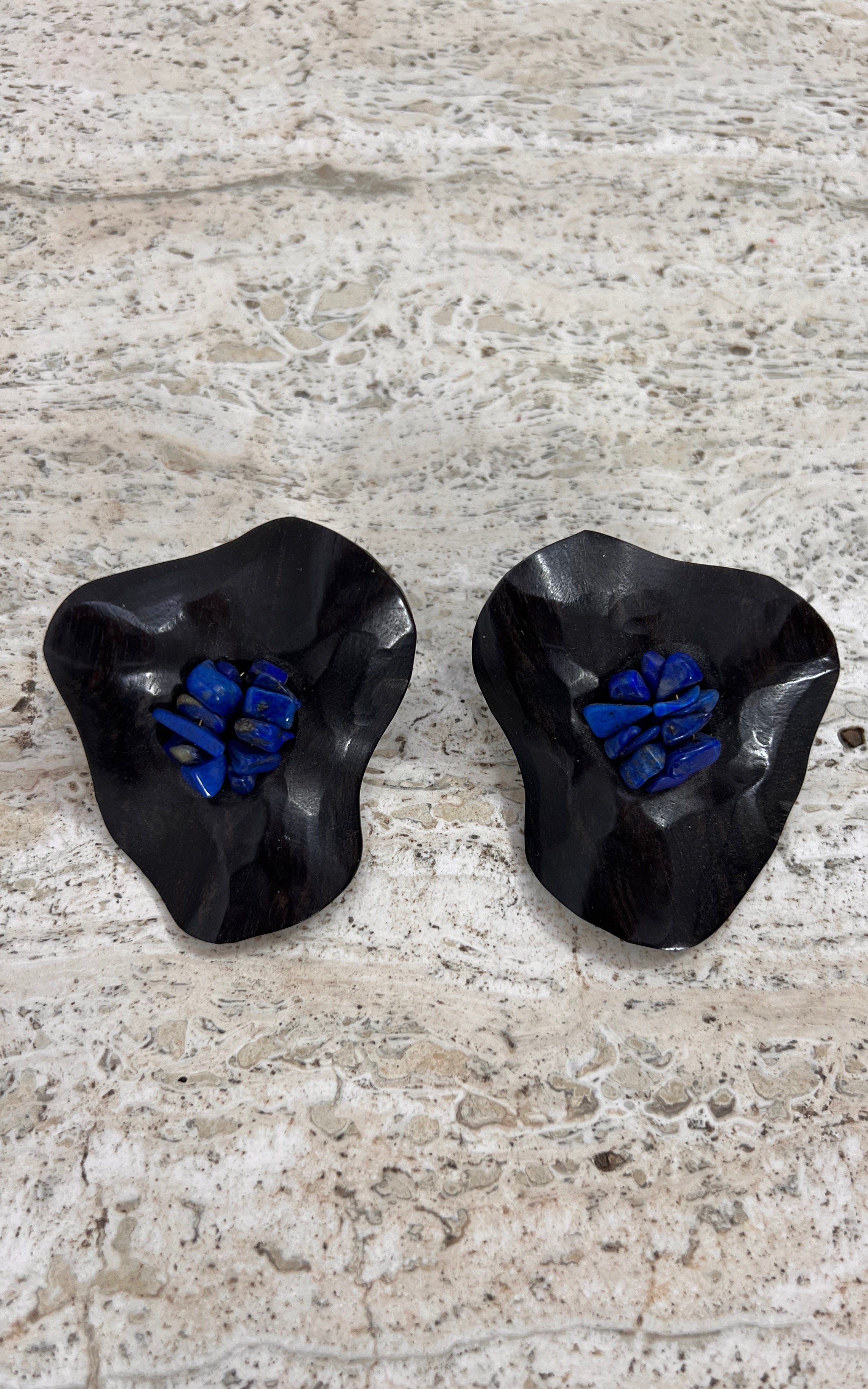 Vintage Yves Saint Laurent Statement Clip Ons Lapis Lazuli