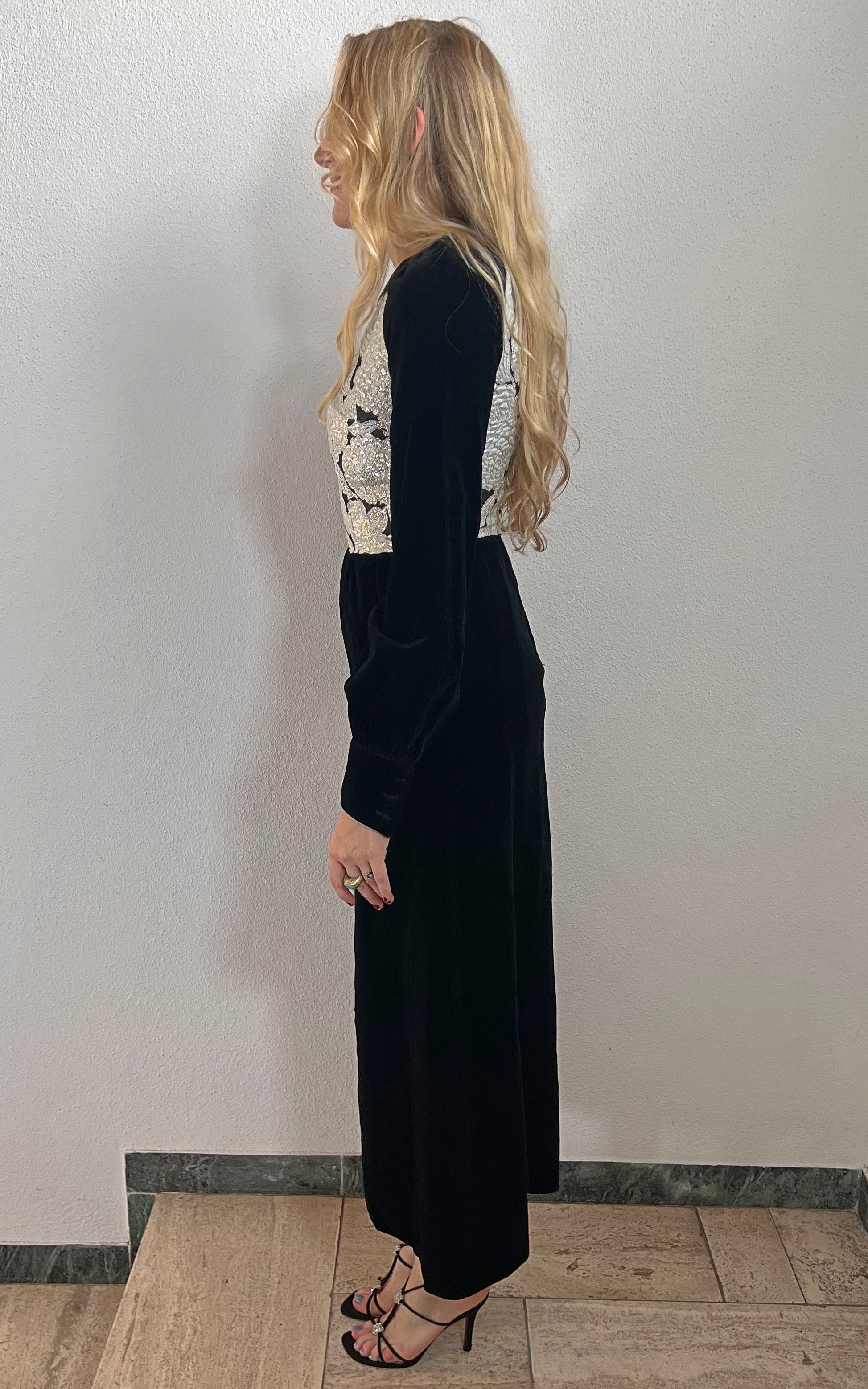 Vintage 70s Velvet Brocade Dress