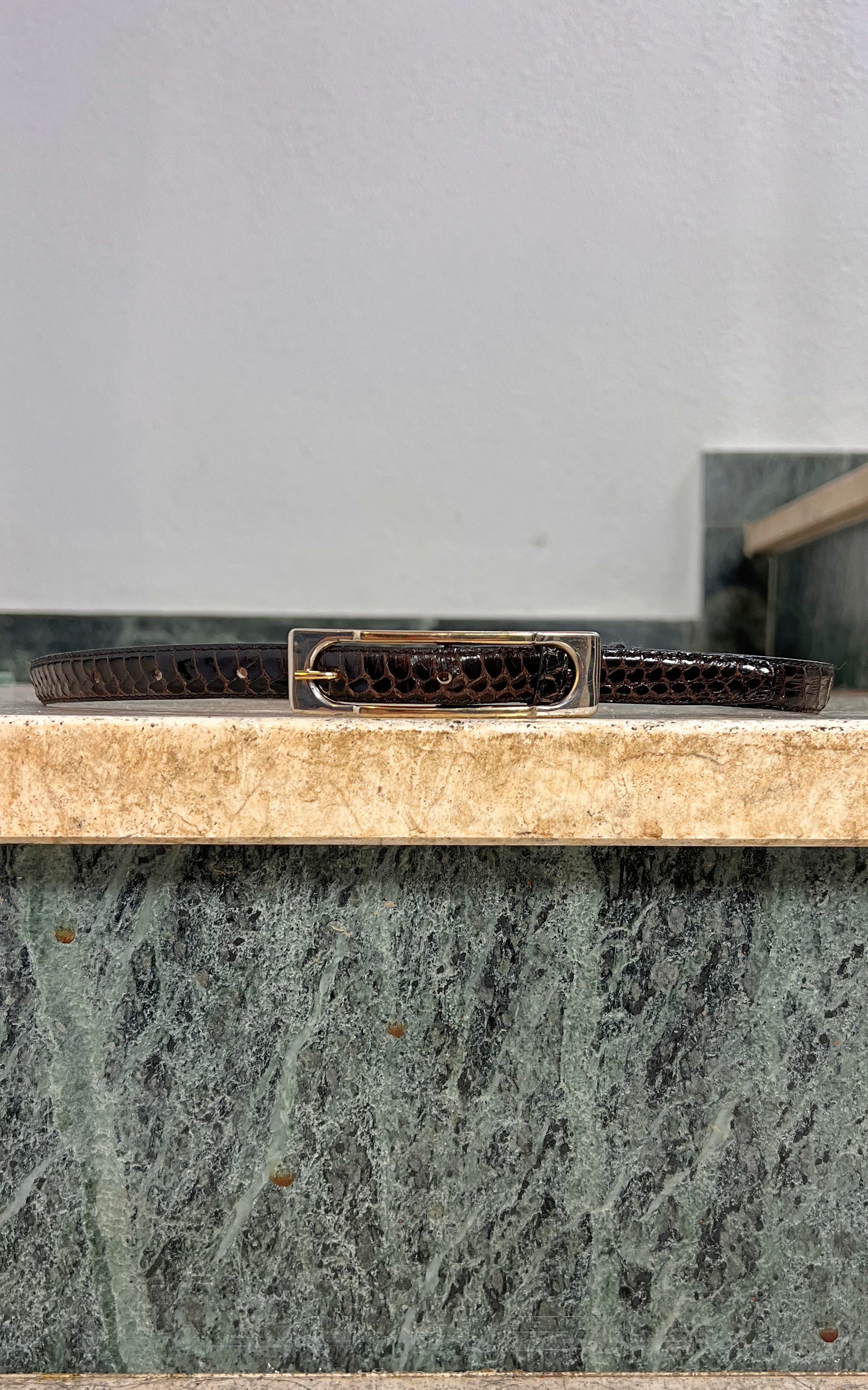 Vintage Snakeskin Skinny Belt