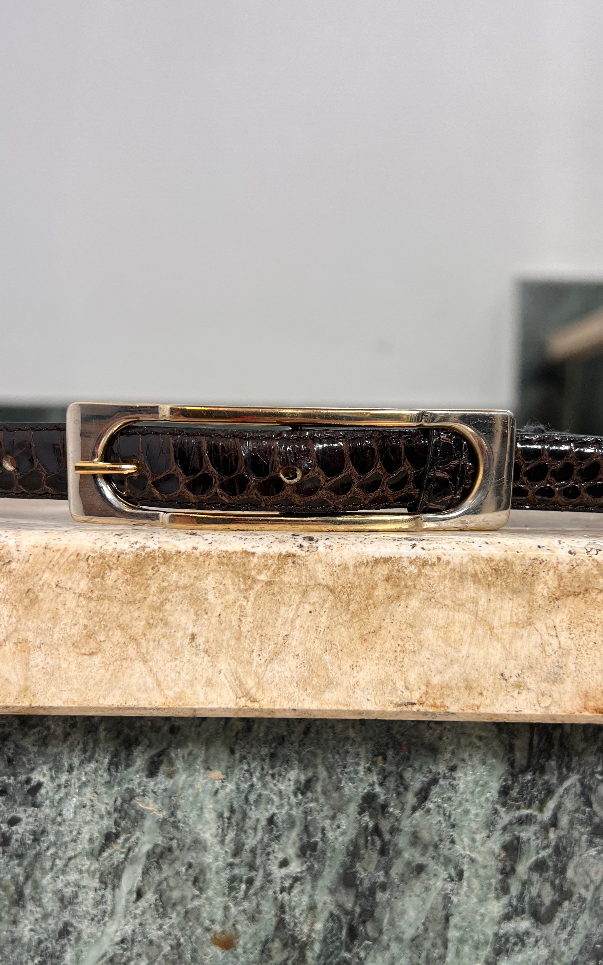 Vintage Snakeskin Skinny Belt