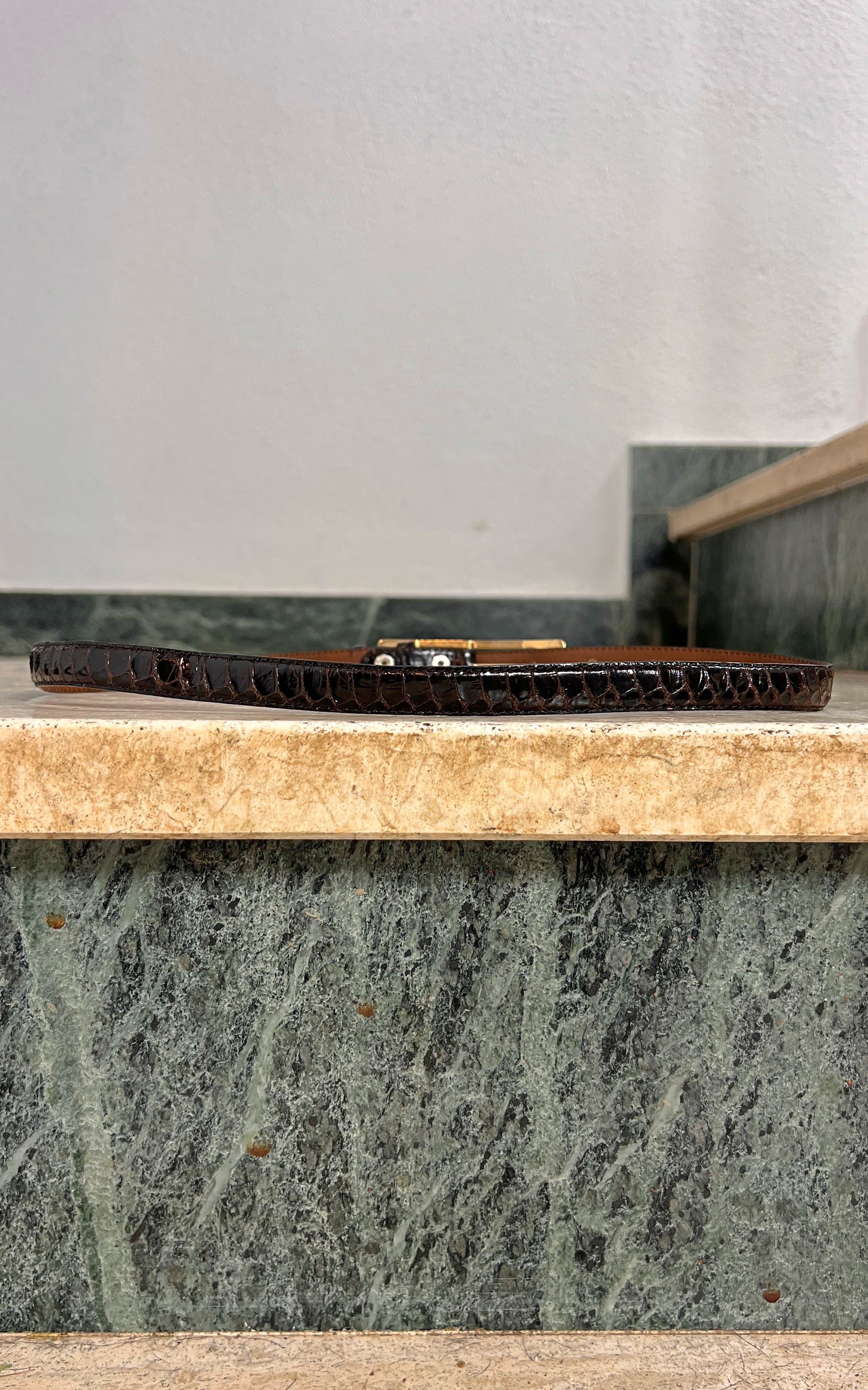 Vintage Snakeskin Skinny Belt