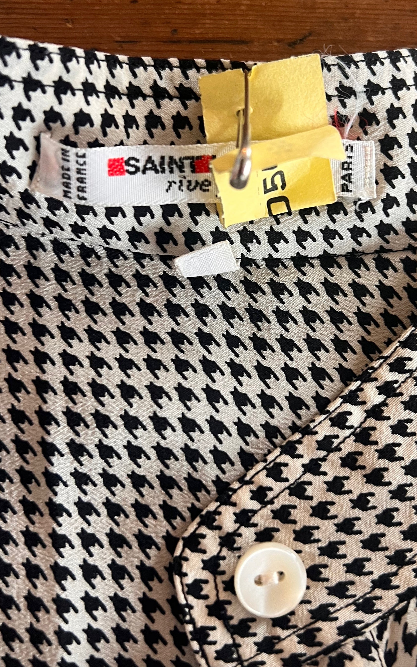 Vintage Yves Saint Laurent Houndstooth Silk Top