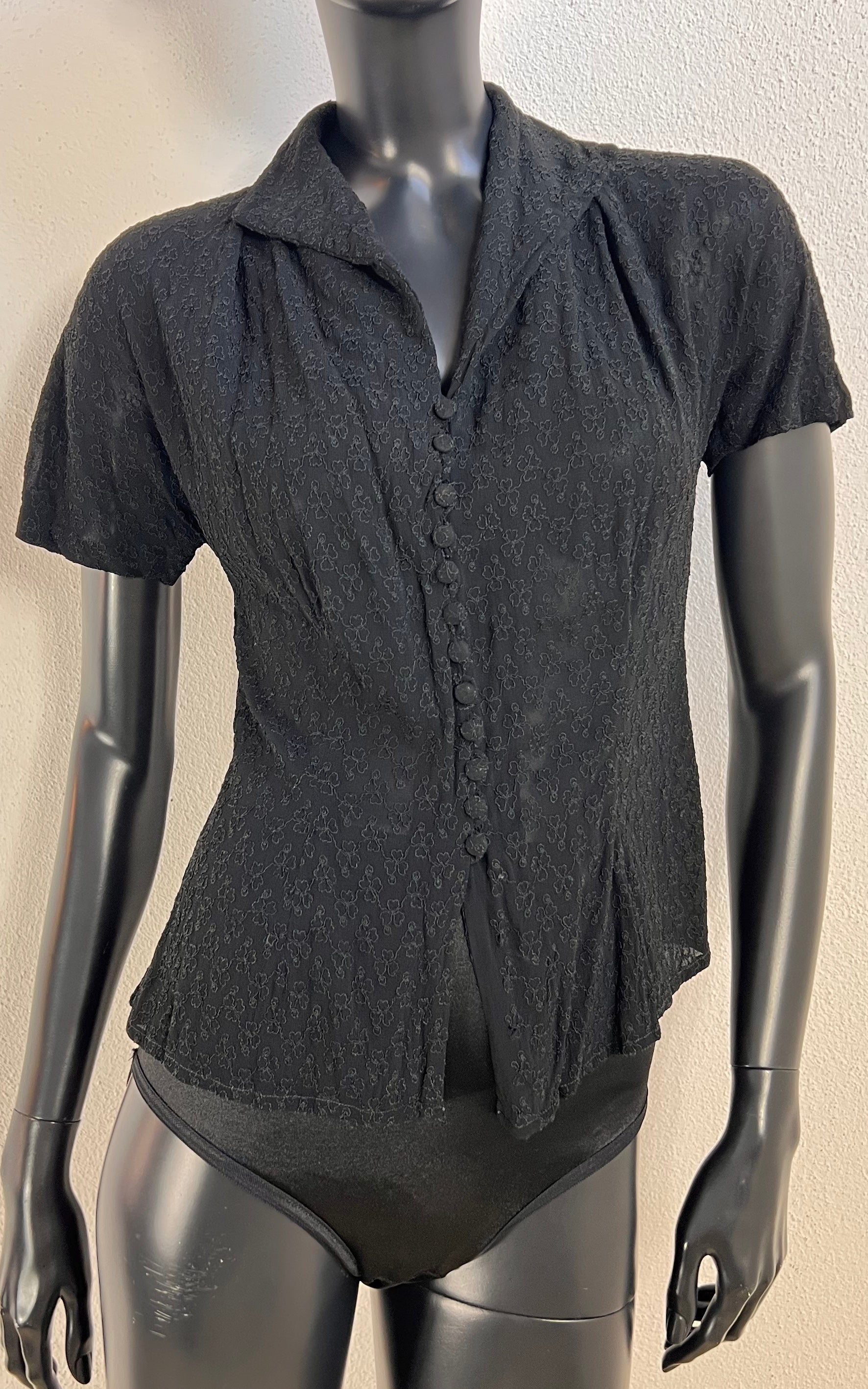 Vintage 30s Sheer Little Shamrock Blouse