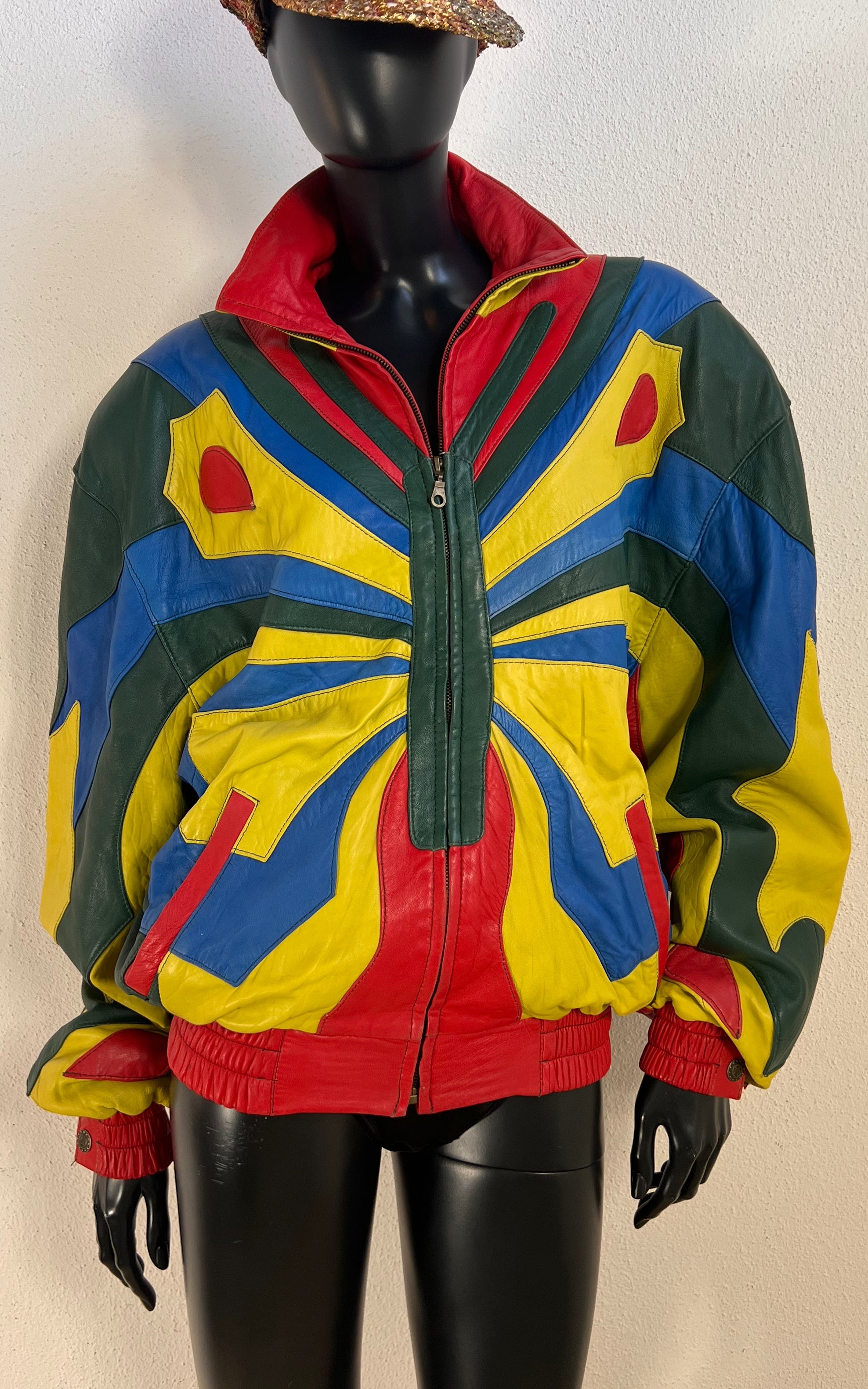 Vintage 80s Butterfly Leather Bomber Jacket
