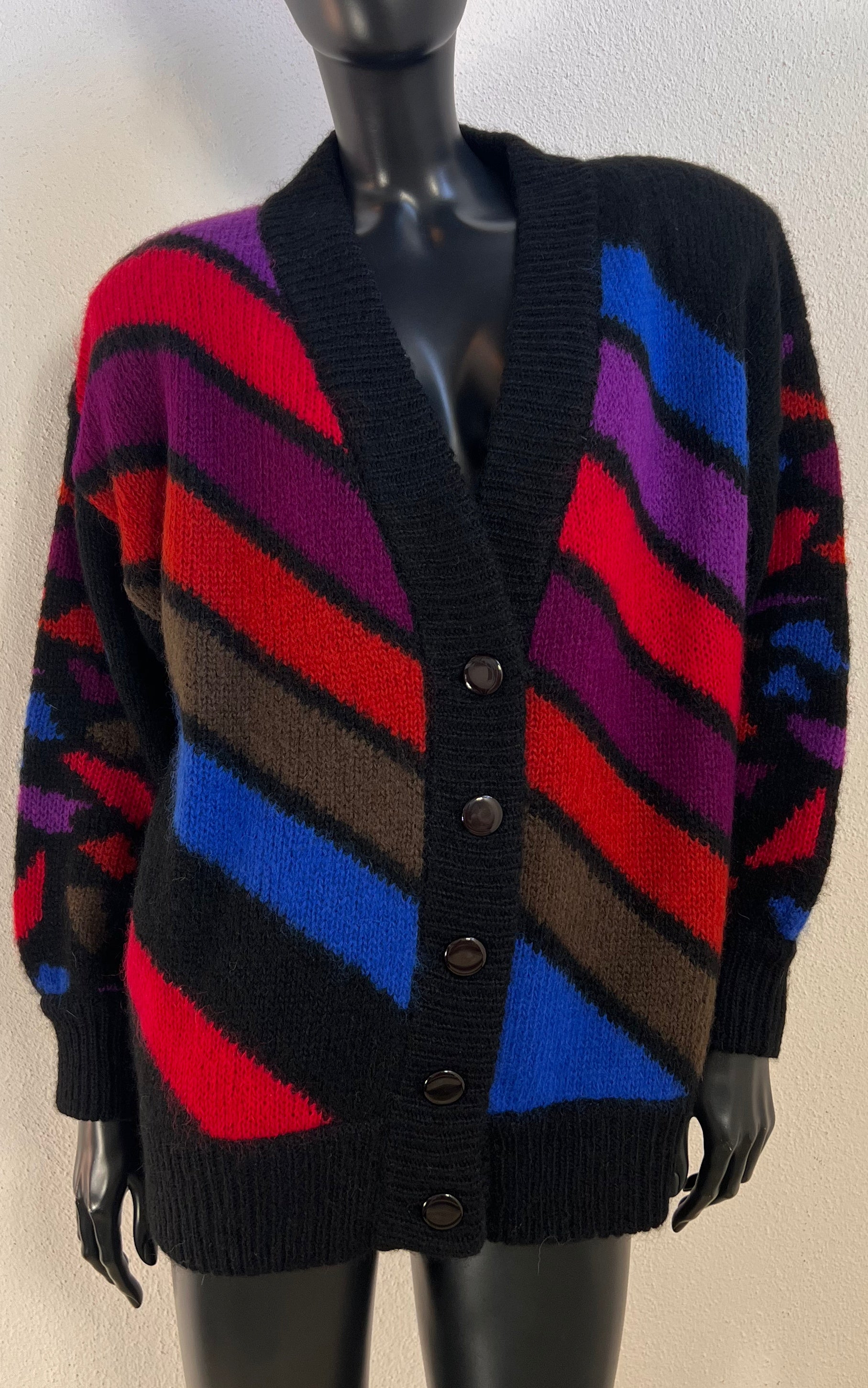 Vintage 1980s Colorful Oversized Knit Cardigan