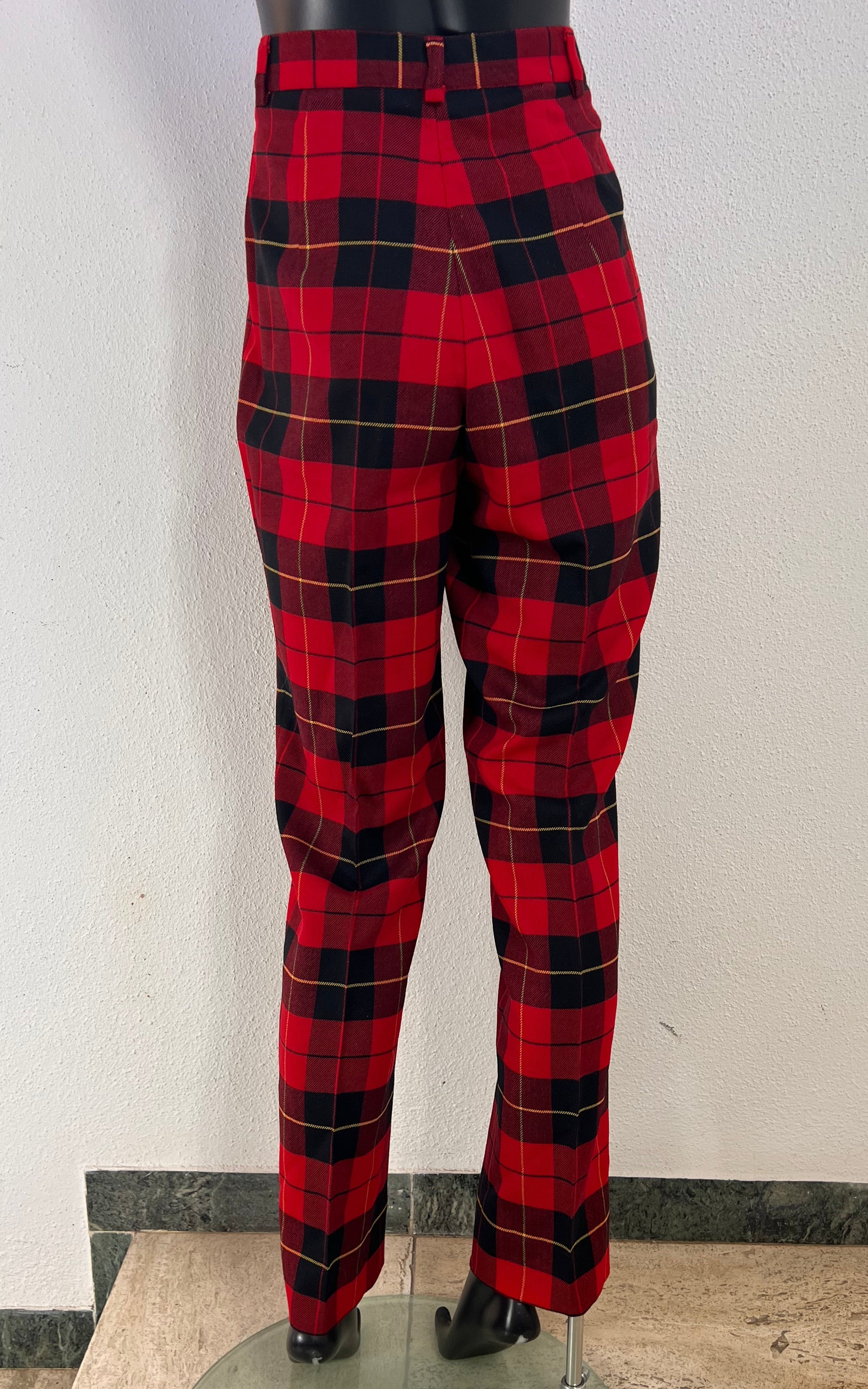 Vintage 90s Elegance Paris Wool Tartan Trousers