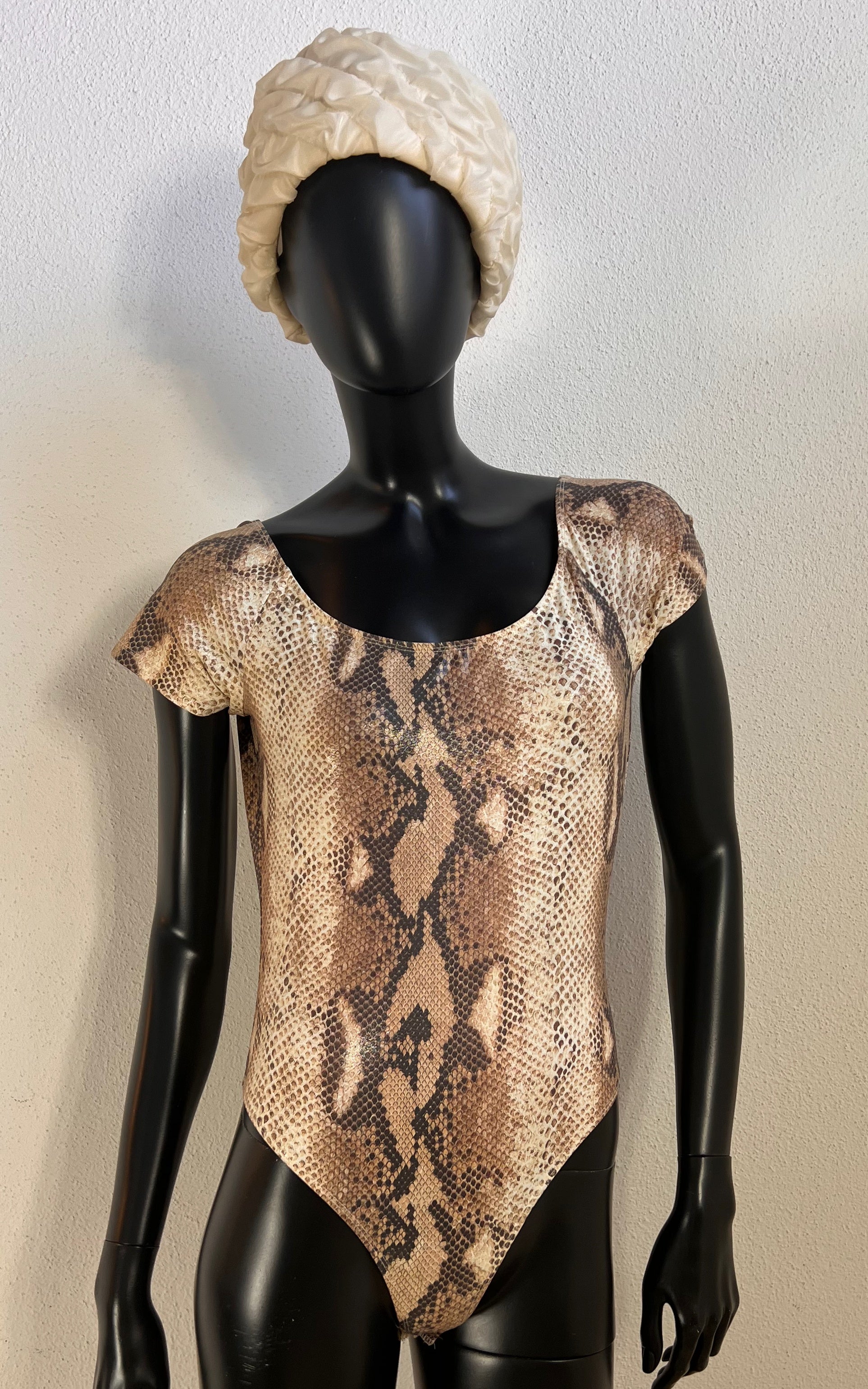 Vintage Etincelle Paris Snakeskin Print Bodysuit