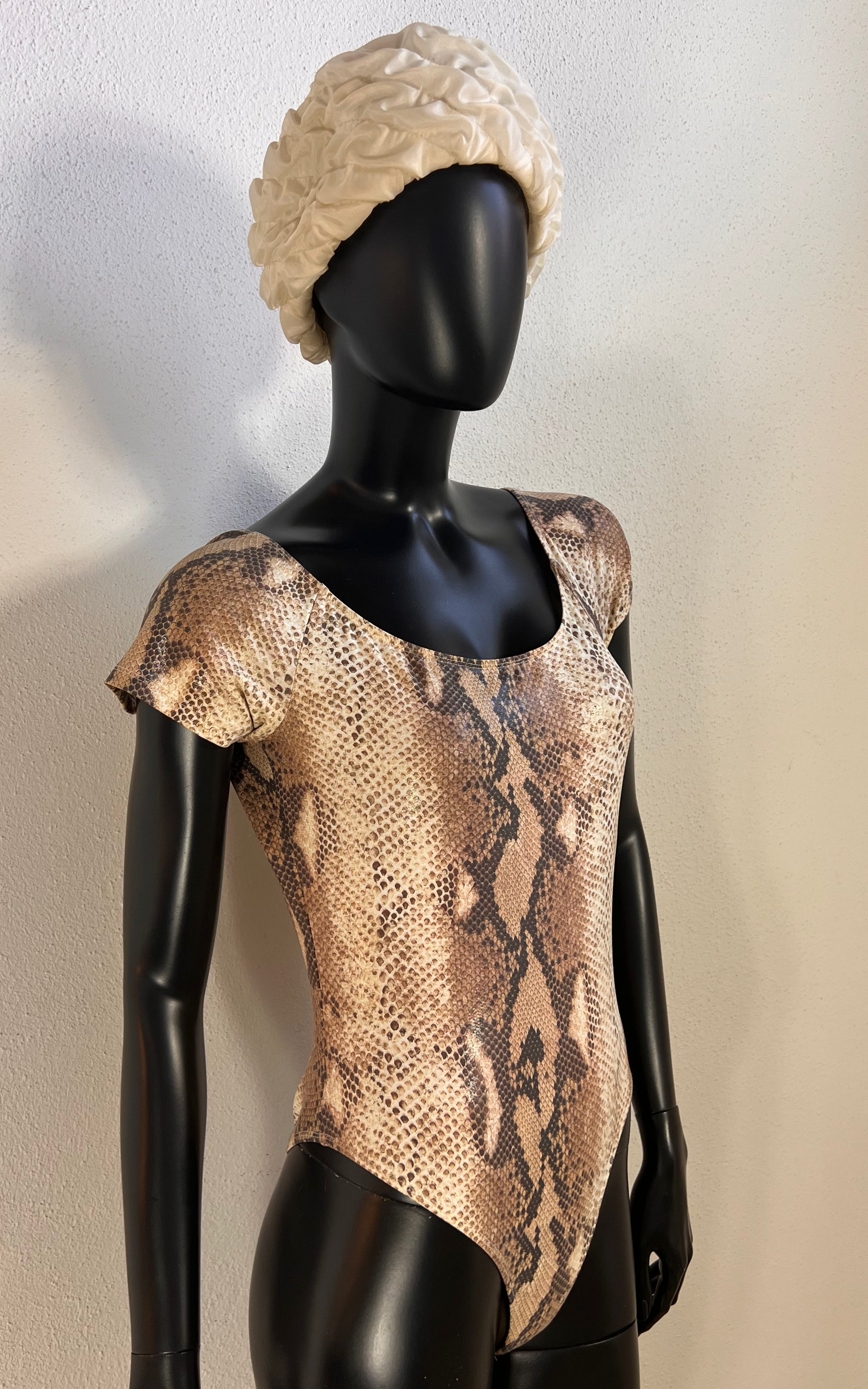 Vintage Etincelle Paris Snakeskin Print Bodysuit