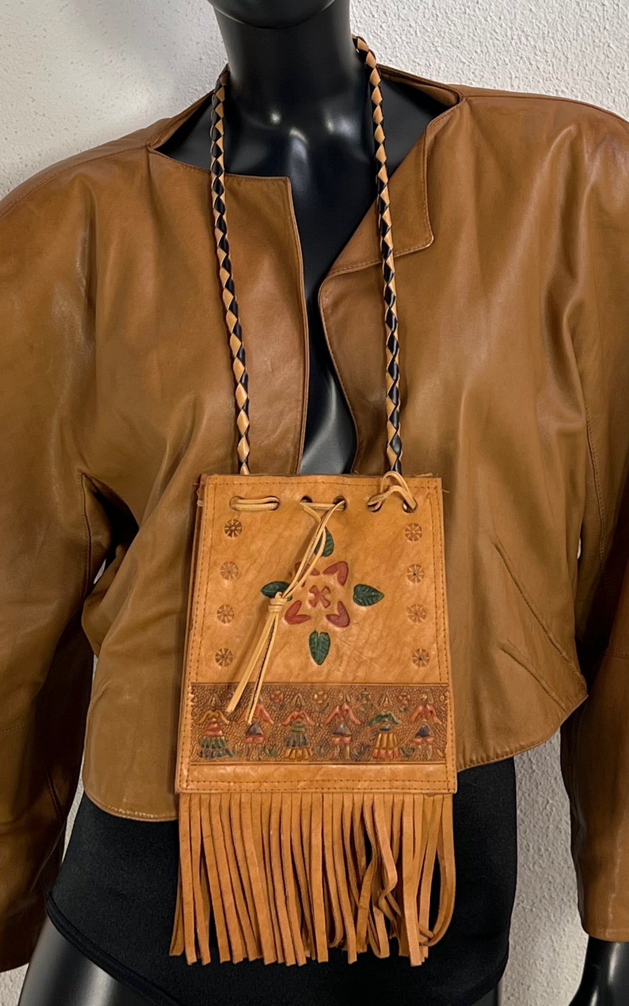 Vintage Mexican Fringed Chest Pouch Bag