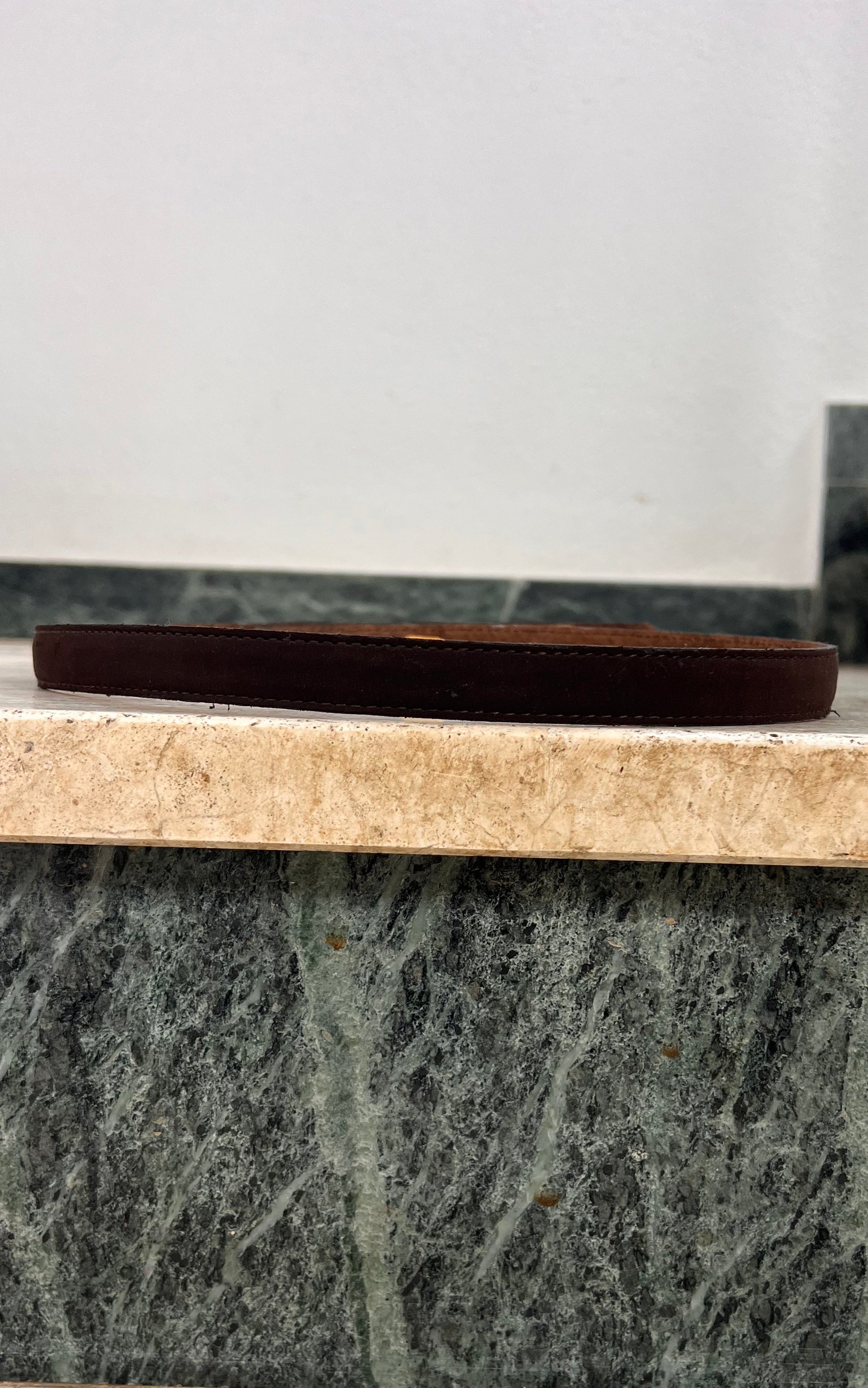 Vintage 90s Elegance Paris Darkbrown Skinny Suede Belt