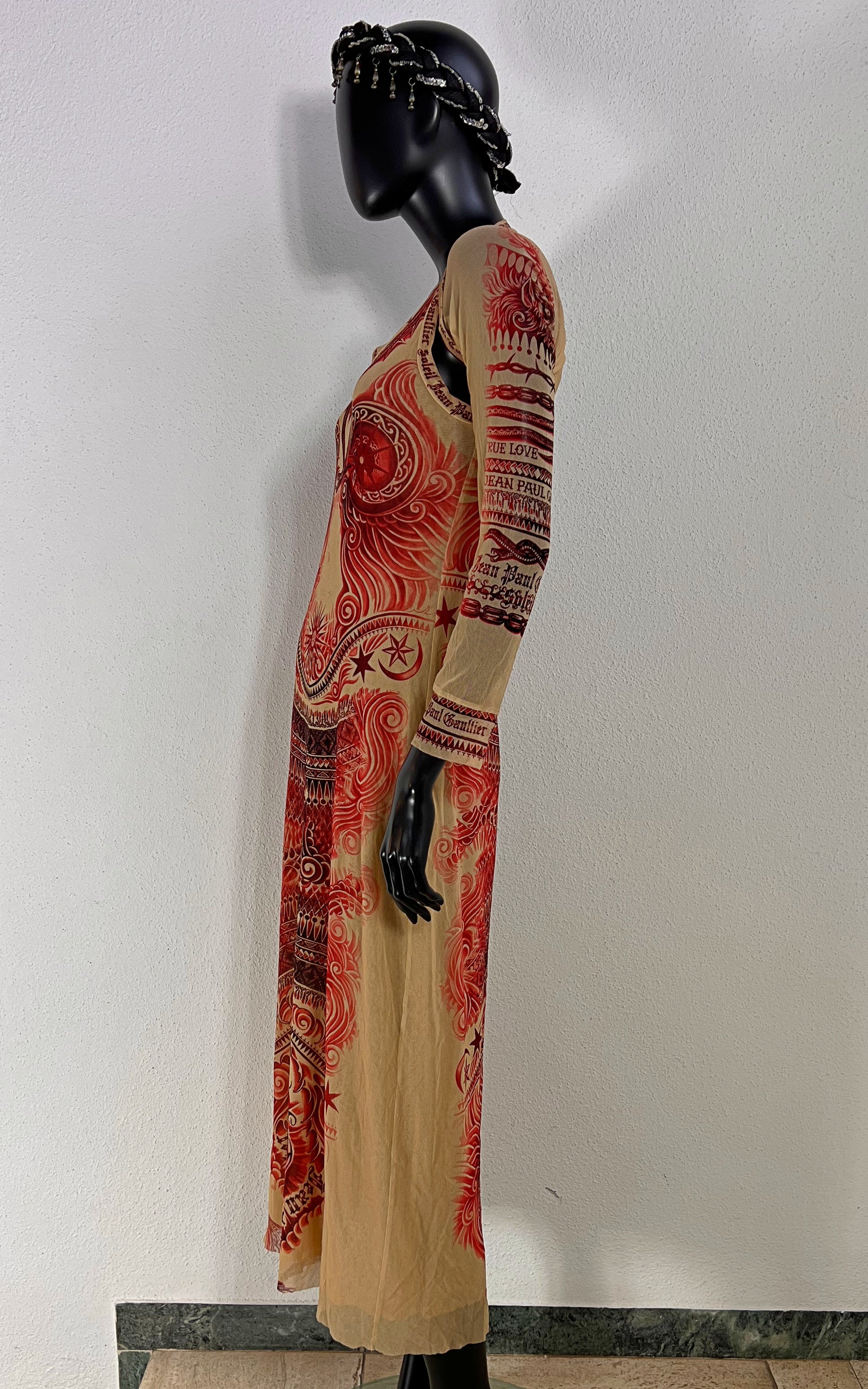 Vintage 90s Jean Paul Gaultier Soleil Tattoo Dress with Bolero