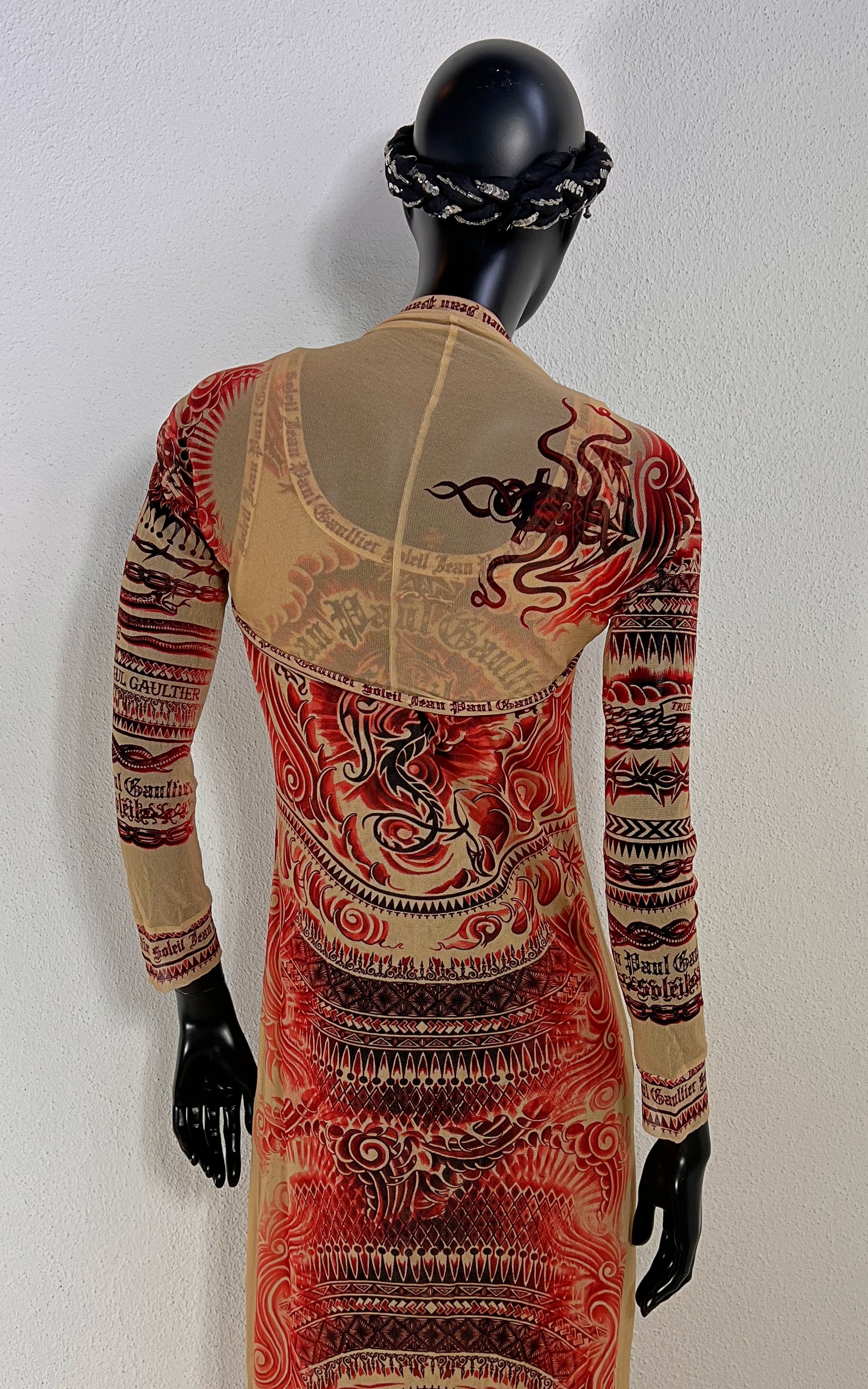Vintage 90s Jean Paul Gaultier Soleil Tattoo Dress with Bolero