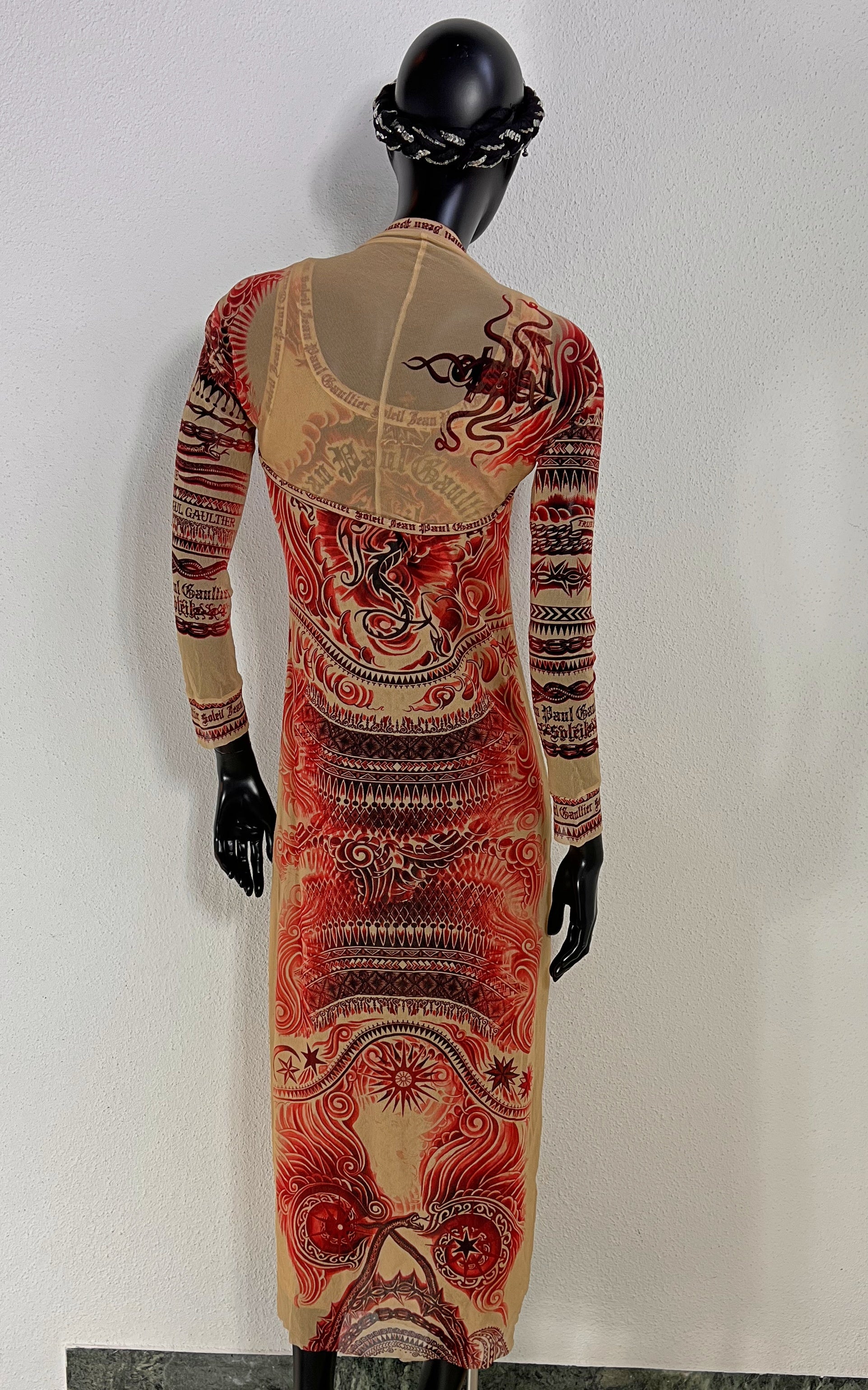 Vintage 90s Jean Paul Gaultier Soleil Tattoo Dress with Bolero