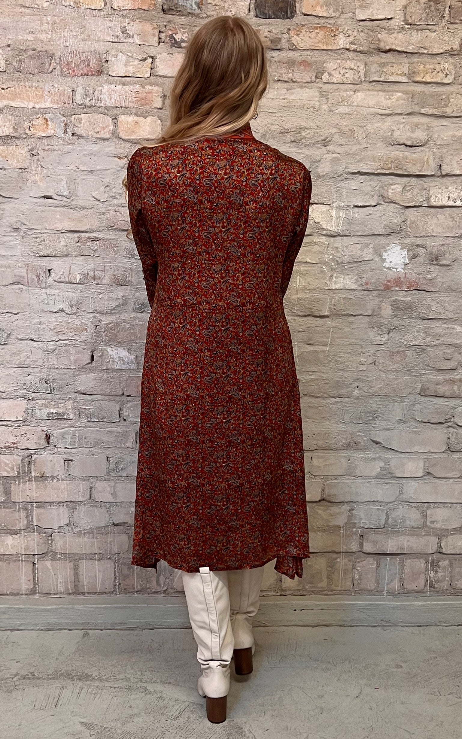 Abito caftano indiano in seta vintage anni '70