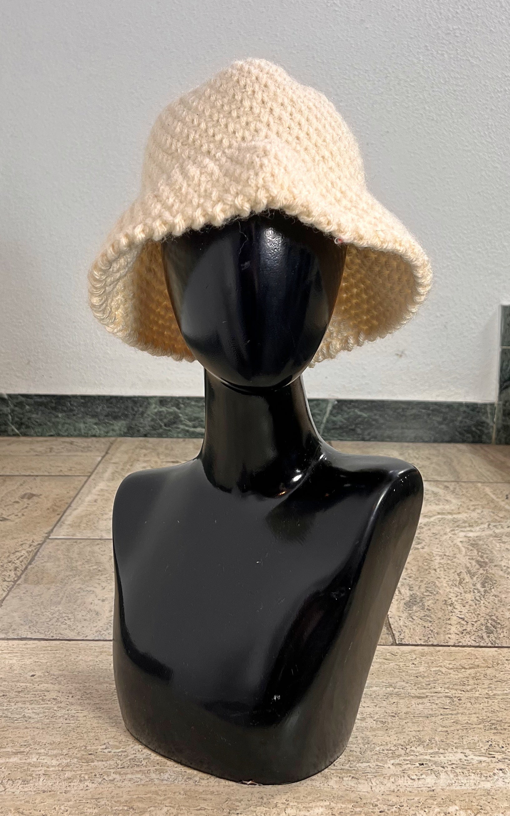 Vintage Wool Crochet Bucket Hat