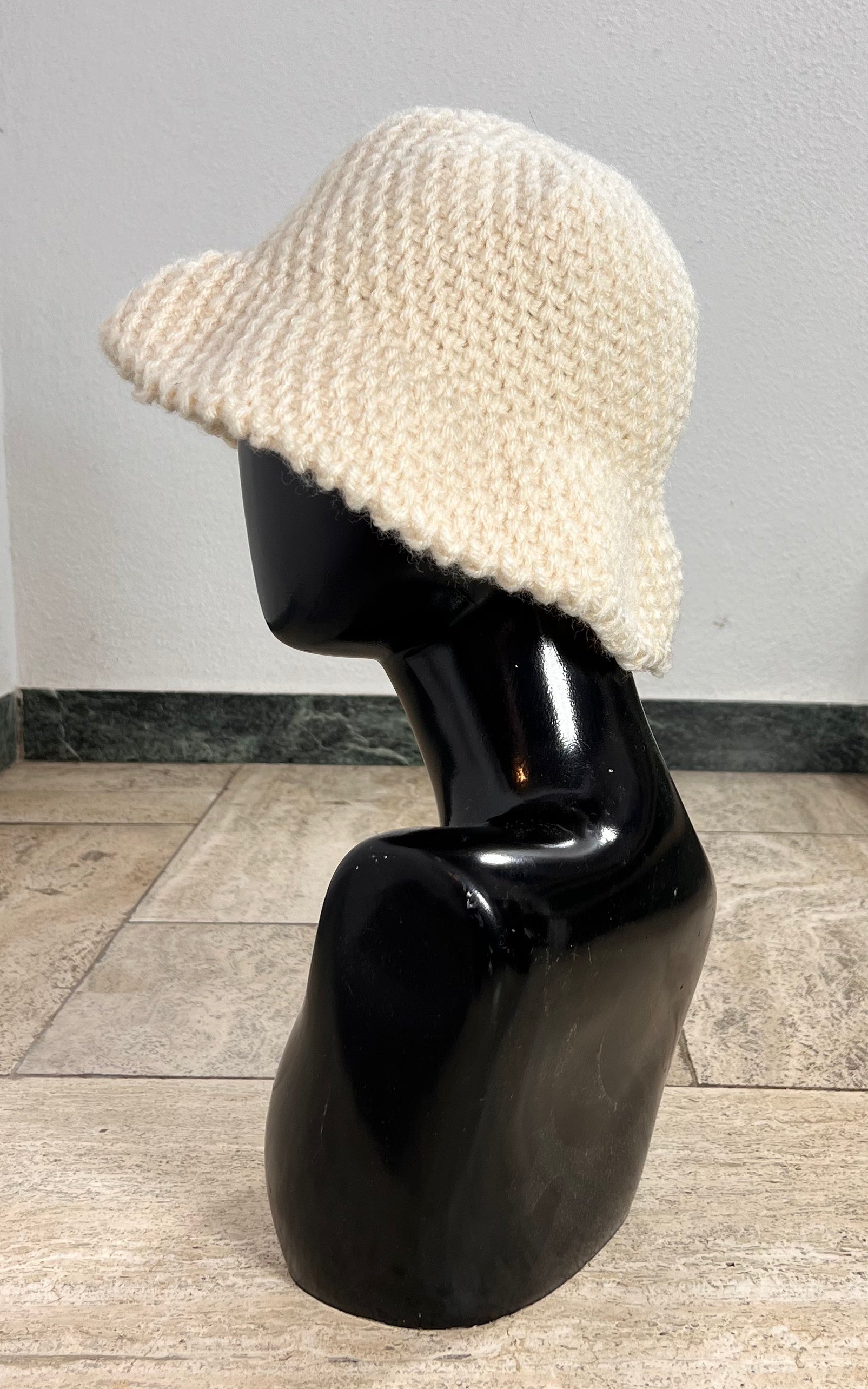 Vintage Wool Crochet Bucket Hat