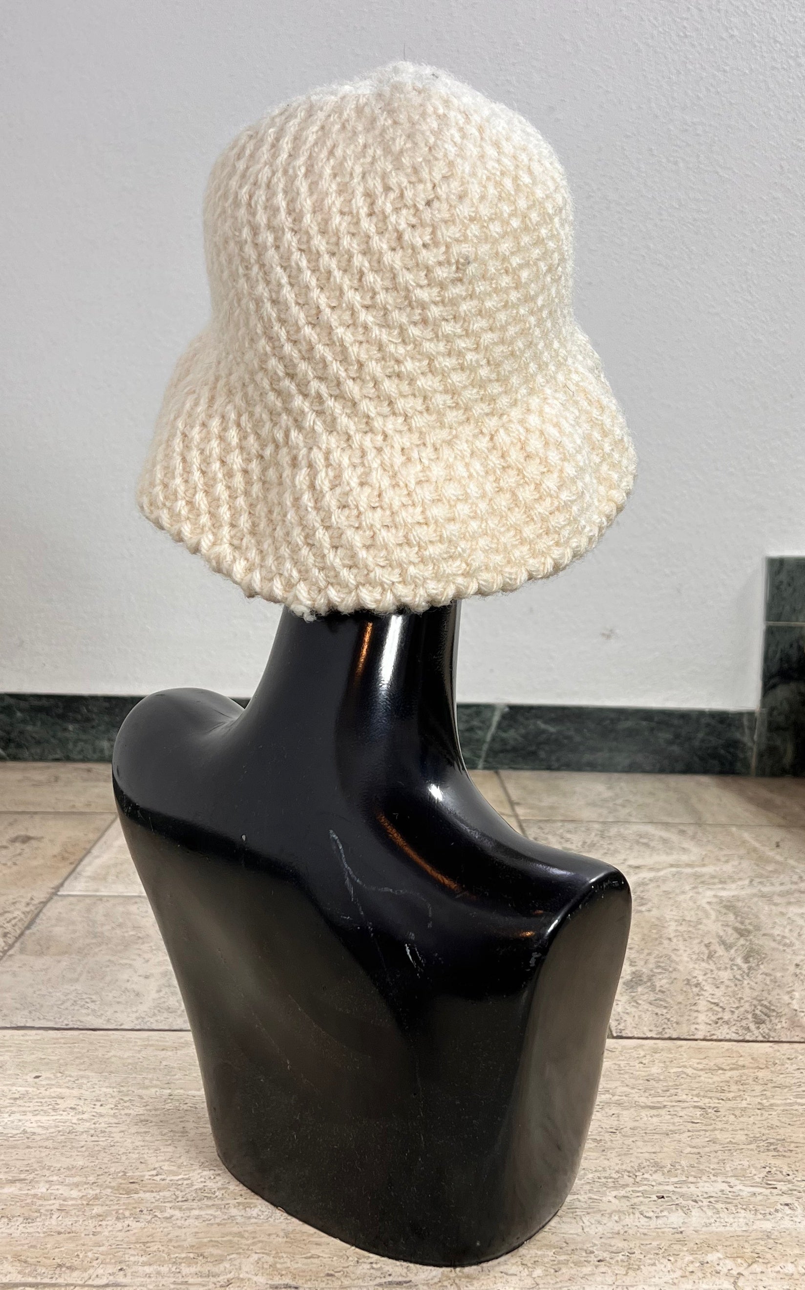 Vintage Wool Crochet Bucket Hat