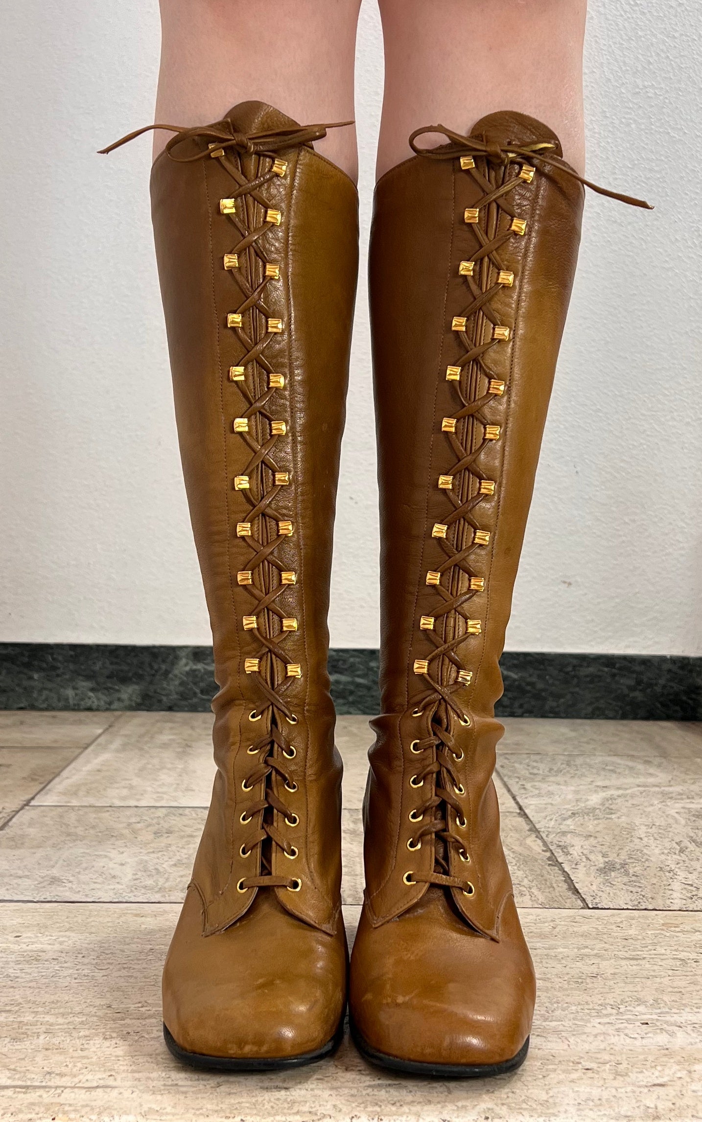 Rare 1960s Italian Leather Lace-Up Boots 39/40