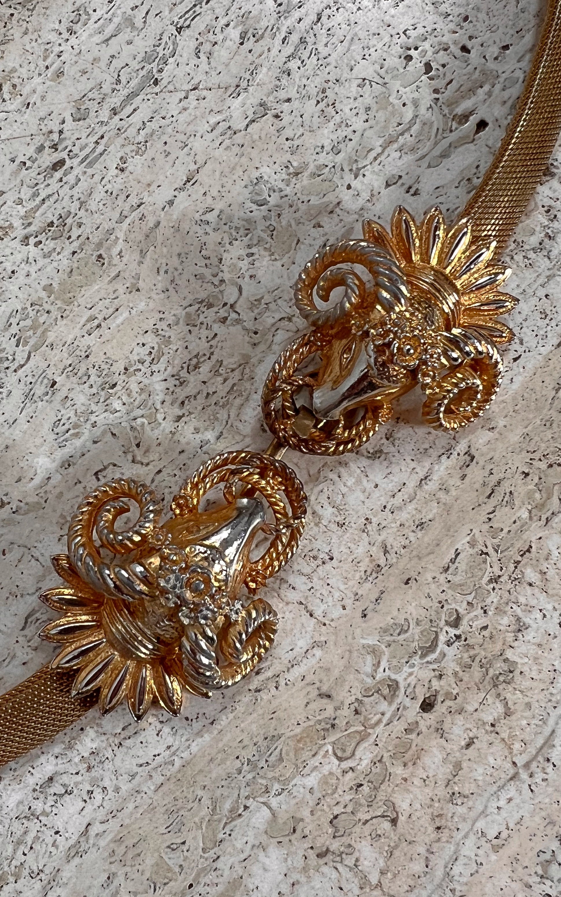 Vintage 60s Ram Heads Metal Mesh Belt