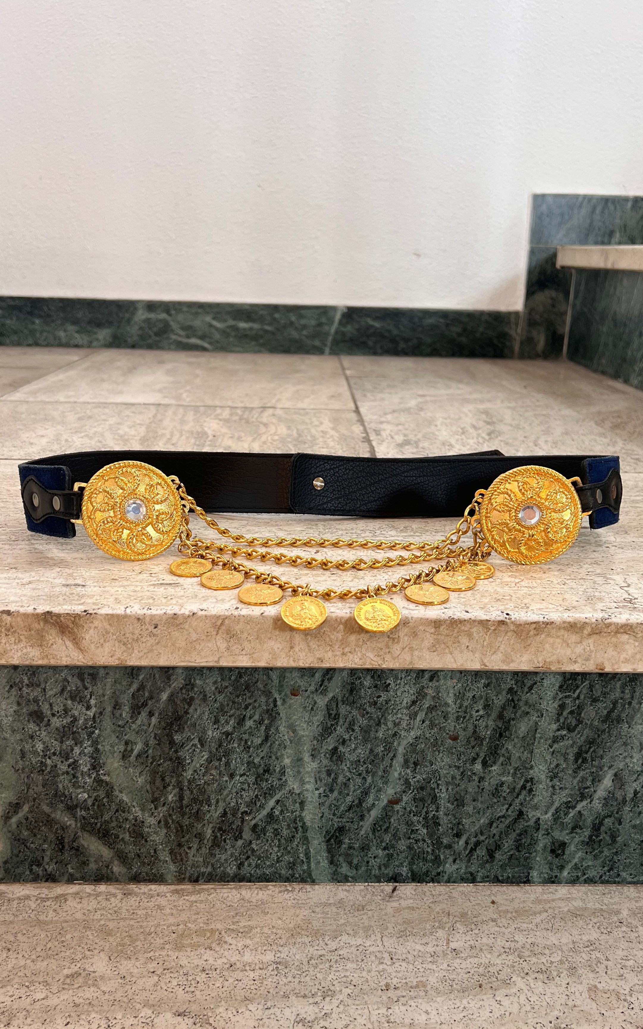 Vintage Blue Chain Belt