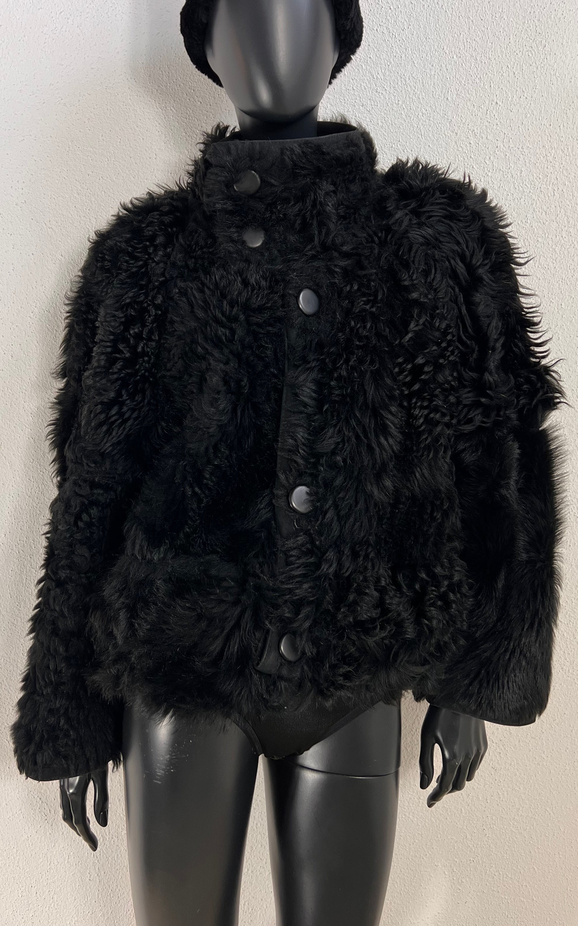 Vintage Cropped Curly Shearling Jacket