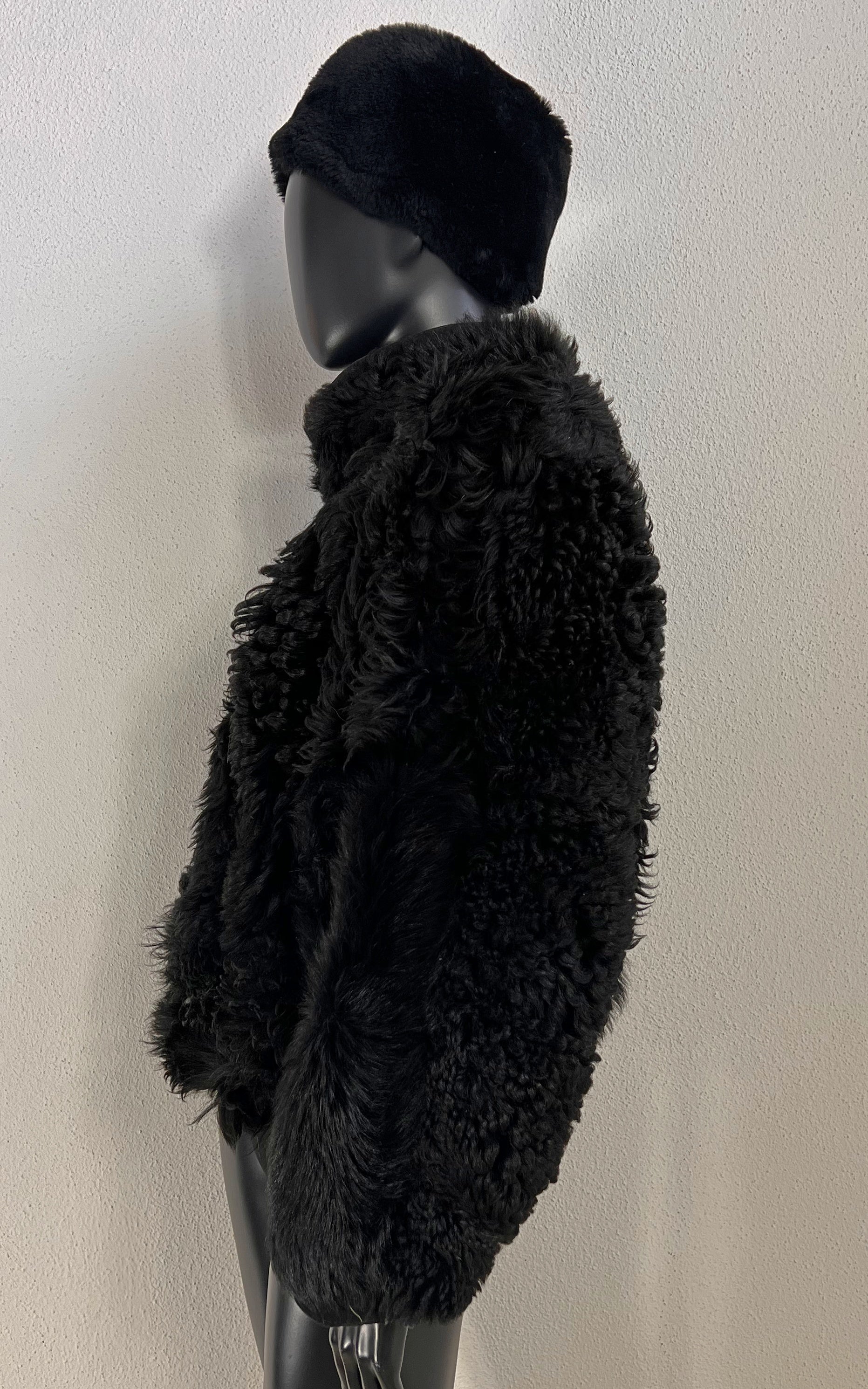 Vintage Cropped Curly Shearling Jacket