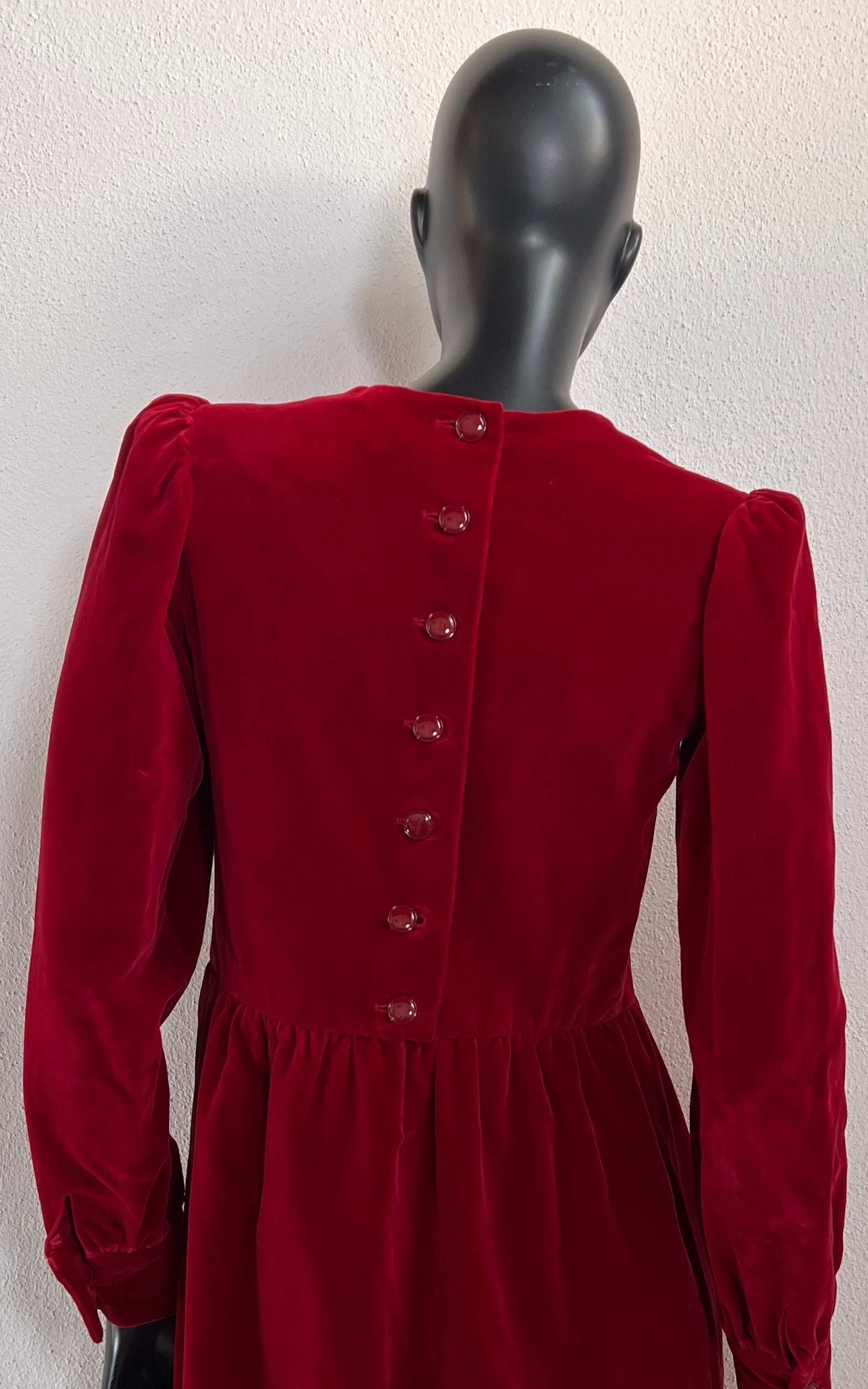 Vintage Yves Saint Laurent Red Velvet Dress