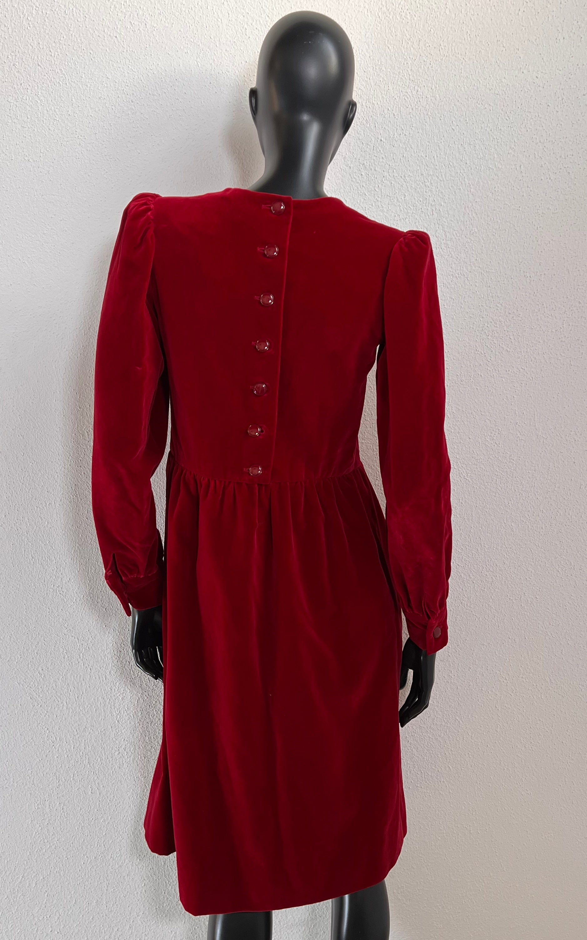 Vintage Yves Saint Laurent Red Velvet Dress