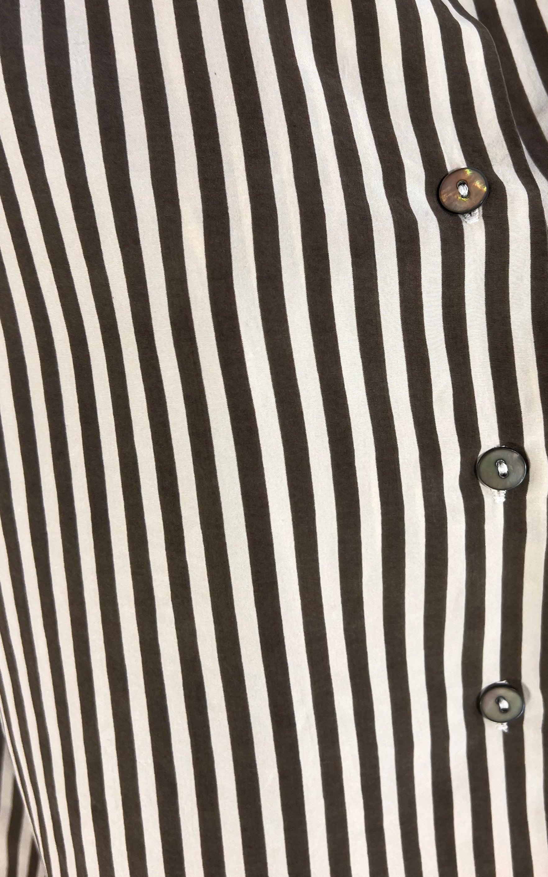 Vintage Striped Brown Silk Blouse